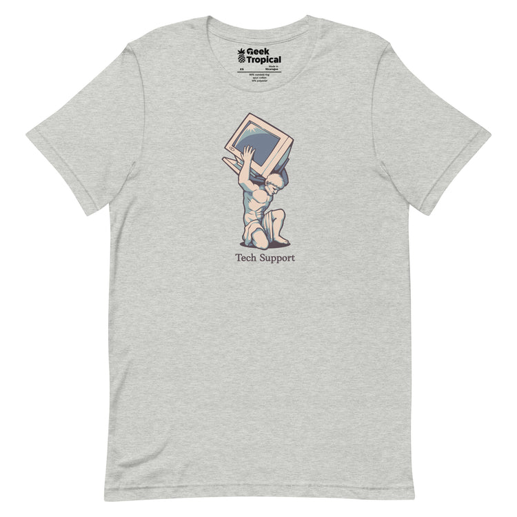 Tech Support Atlas Computer Salmon T-Shirt Geek Nerd Advertise to Meta computer print Design by Tobe Fonseca