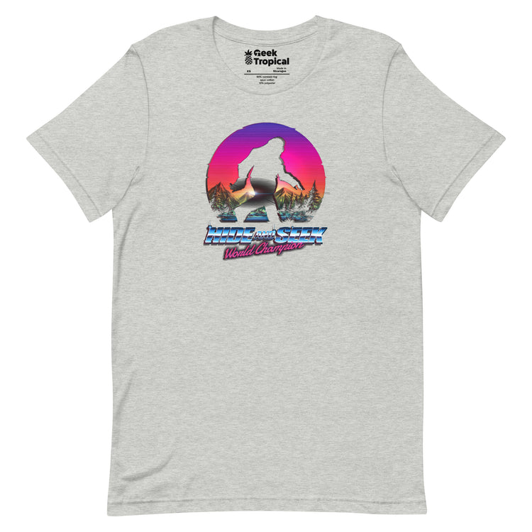 Hide And Seek World Champion Shirt Bigfoot is Real T-Shirt Geek Nerd Advertise to Meta Botany Print Design by Tobe Fonseca