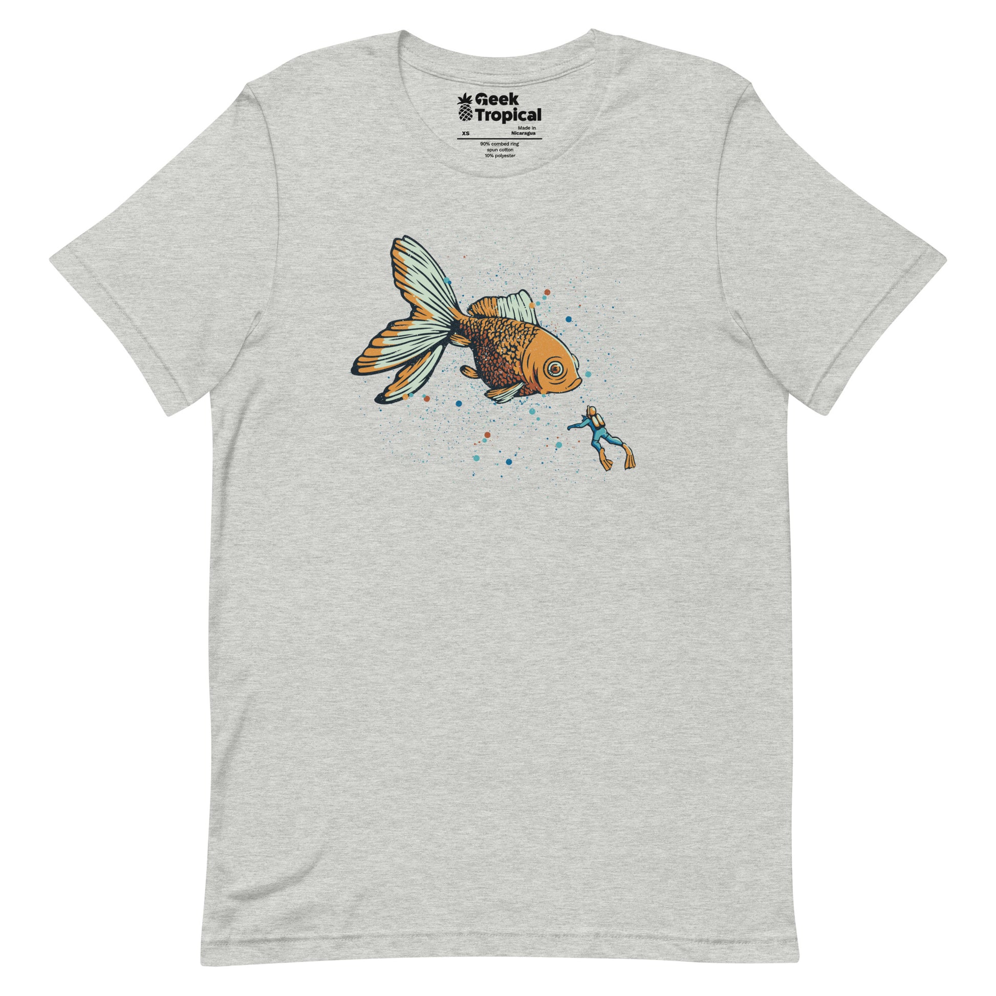 Golden Fish Scuba Diver T-Shirt Geek Nerd Advertise to Meta Animal Patterns Design by Tobe Fonseca