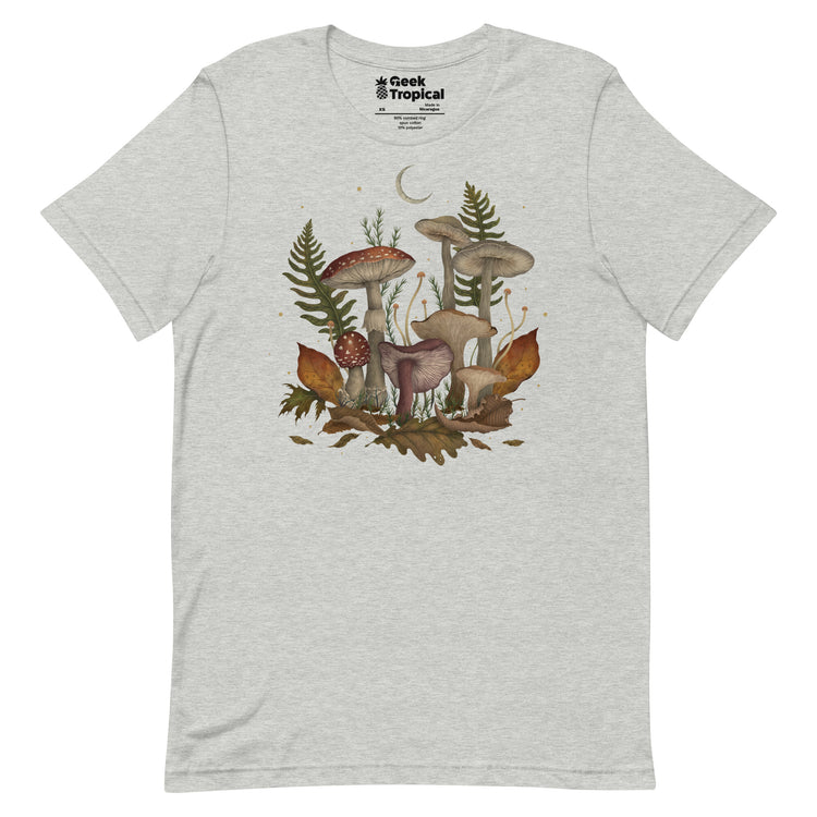 Autumn Mushrooms T-Shirt Geek Nerd Advertise to Meta Botany Print Design by Episodic Drawing