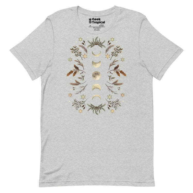 Moonlight Garden Winter Brown T-Shirt Geek Nerd Advertise to Meta Botany Print Design by Episodic Drawing