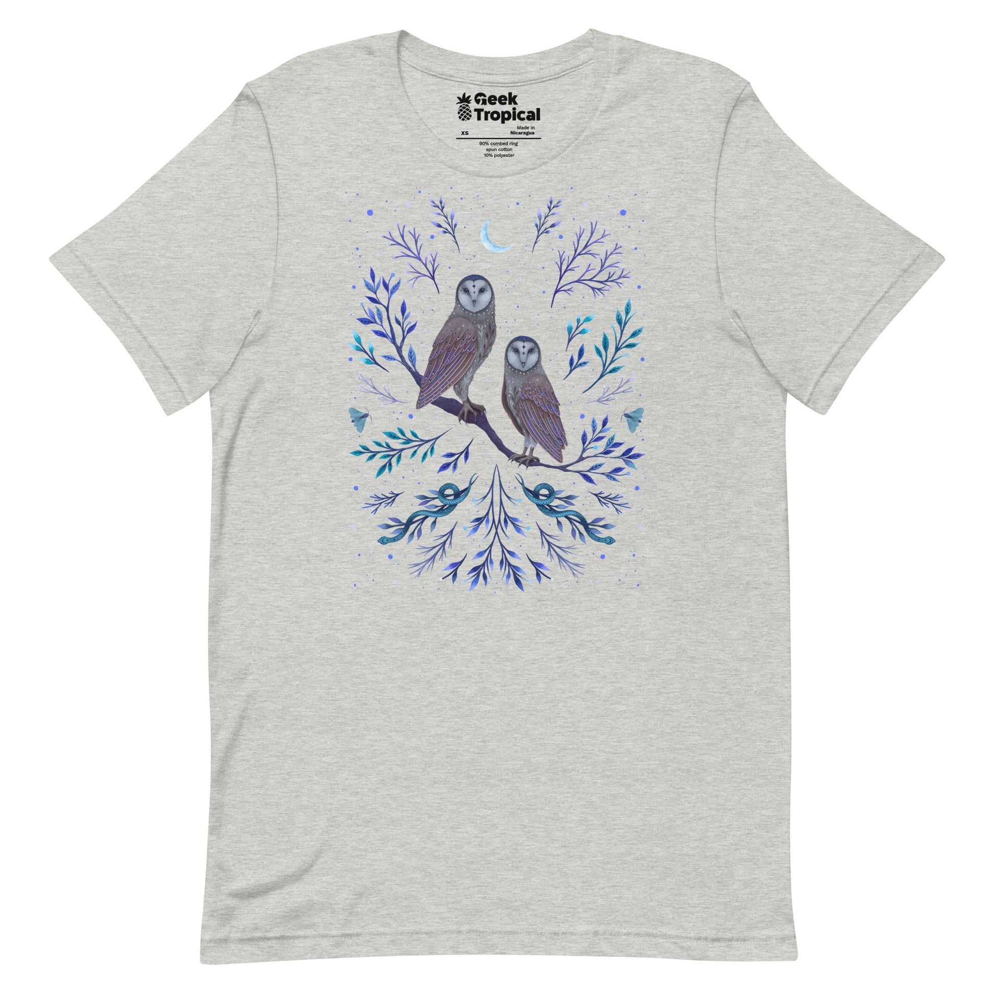 Owls In The Moonlight T-Shirt Geek Nerd Advertise to Meta Animal Patterns Design by Episodic Drawing