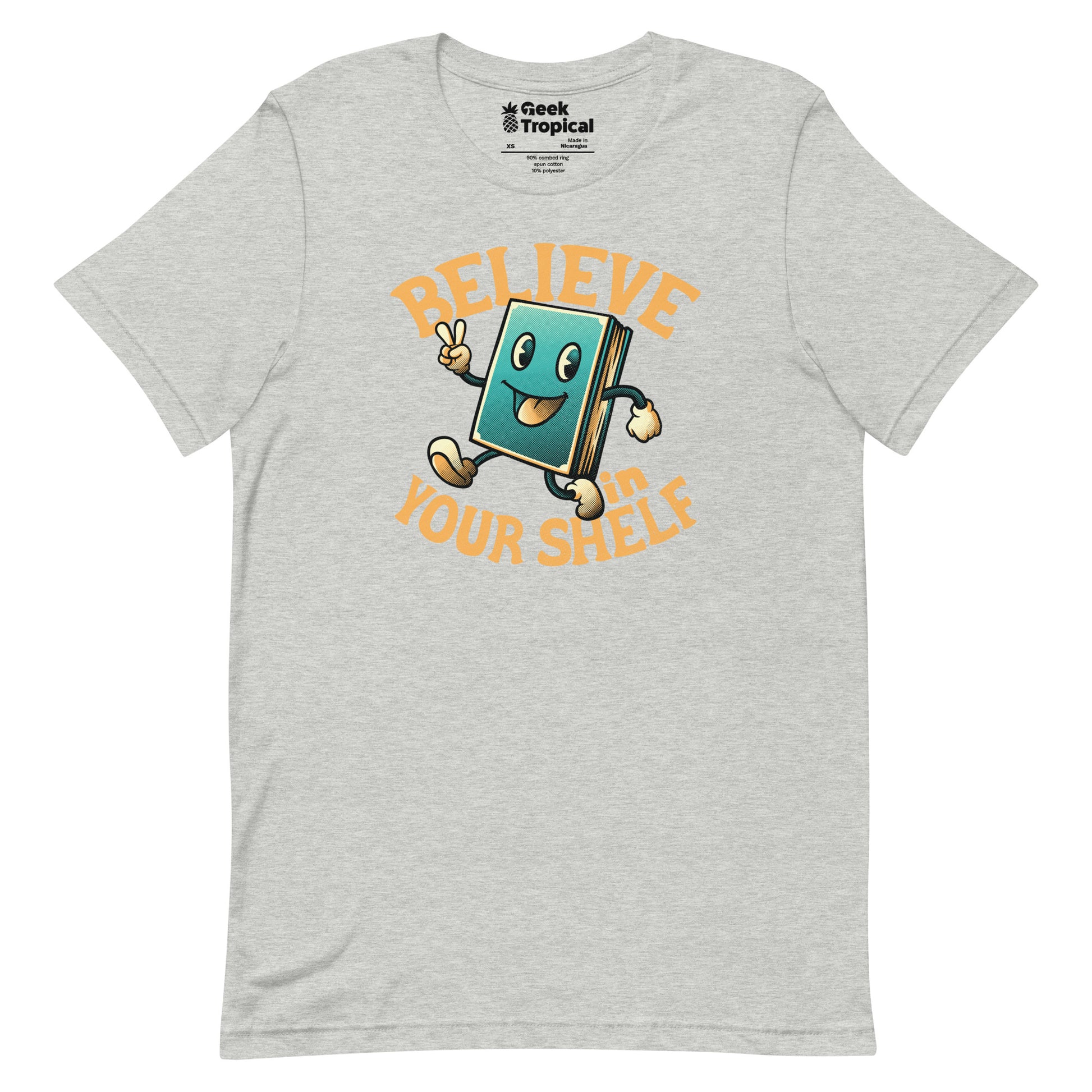 Believe In Your Shelf T-Shirt Geek Nerd Advertise to Meta Book Prints Design by Tobe Fonseca