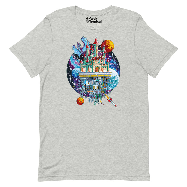 Castle Space City T-Shirt Geek Nerd Advertise to Meta Fantasy Prints FLOW DESC WRITING