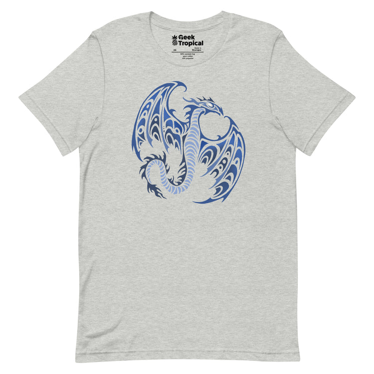 Blue Tribal Dragon T-Shirt Geek Nerd Advertise to Meta Fantasy Prints FLOW DESC WRITING