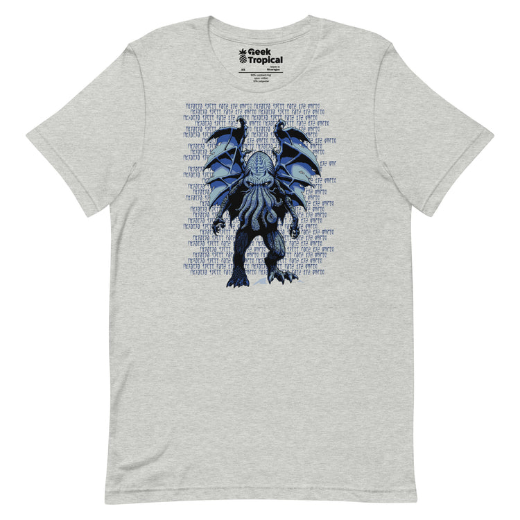 Blue Cthulhu T-Shirt Geek Nerd Advertise to Meta Fantasy Prints FLOW DESC WRITING