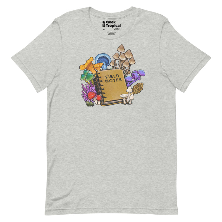Mushroom Field Notes T-Shirt Geek Nerd Advertise to Meta Botany Print Elle
