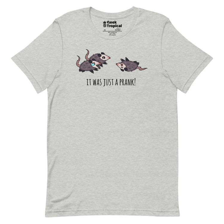 It Was Just A Prank Possum T-Shirt Geek Nerd Advertise to Meta Animal Patterns Design by Ardi Tong