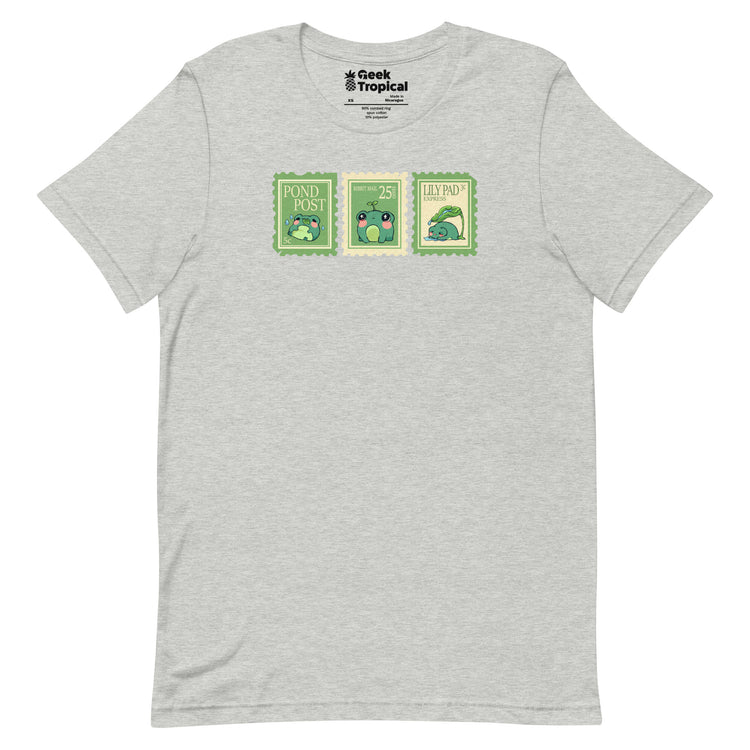 Raining Frogs Stamps T-Shirt Geek Nerd Advertise to Meta Animal Patterns Design by Ardi Tong