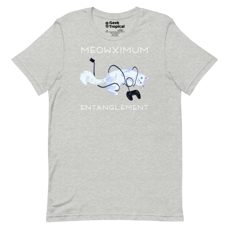 Meowximum Entanglement T-Shirt Geek Nerd Advertise to Meta Animal Patterns Design by Claire Murphy