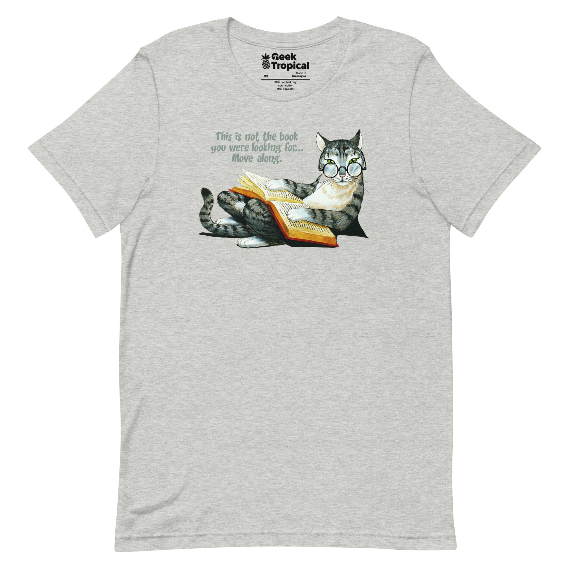 Grey Cat Reading T-Shirt 17