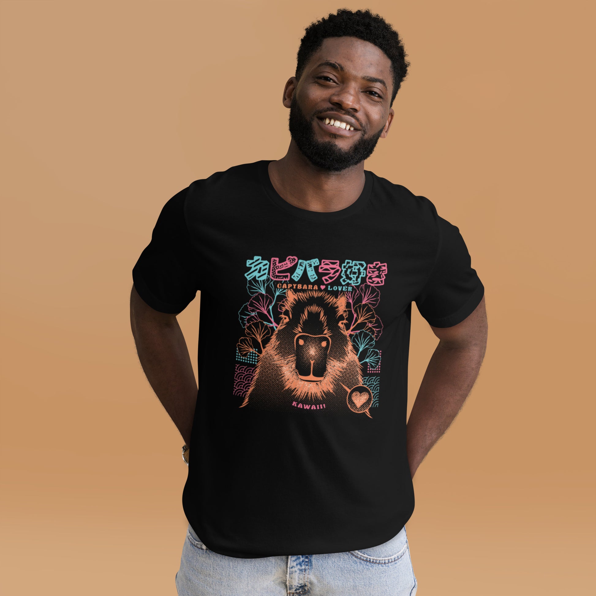 Capybara Neon Ramen T-Shirt Geek Nerd Animal Patterns Anime Design by Tobe Fonseca