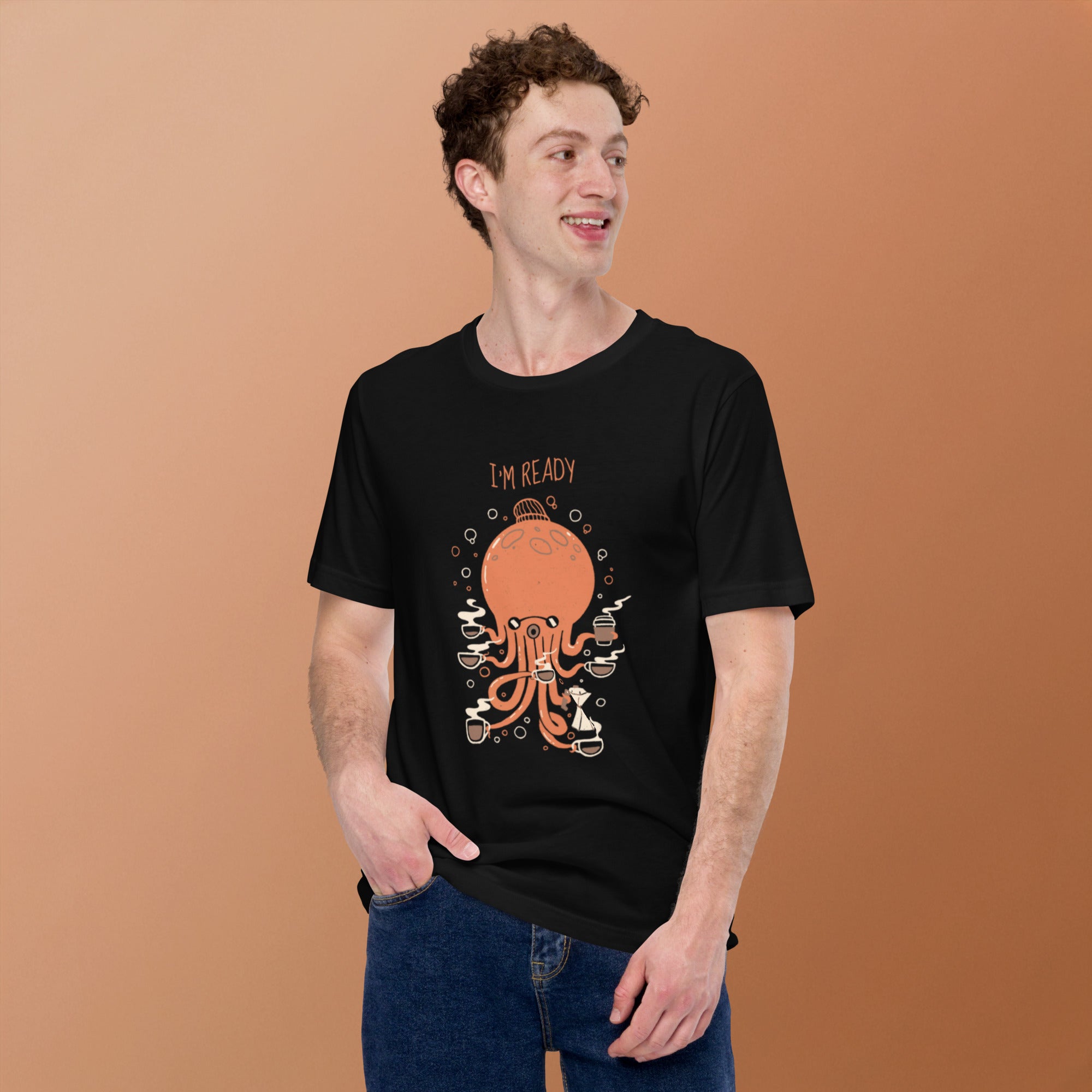 Octopus 8 Coffees Ready T-Shirt Geek Nerd Animal Patterns Design by Tobe Fonseca FLOW DESC WRITING