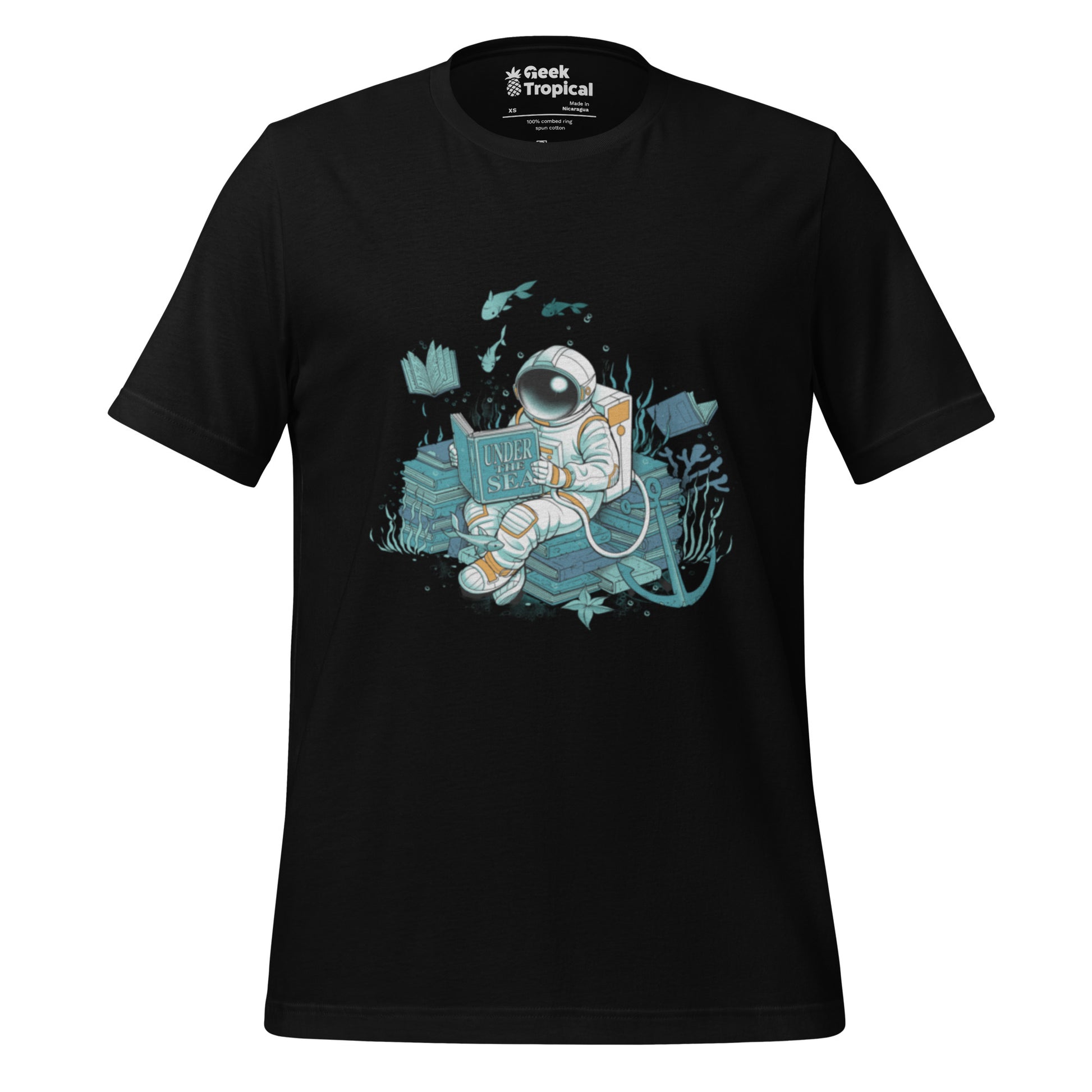 Cosmonaut Reader Under The Sea T-Shirt Geek Nerd Book Prints Design by Tobe Fonseca Marine biology