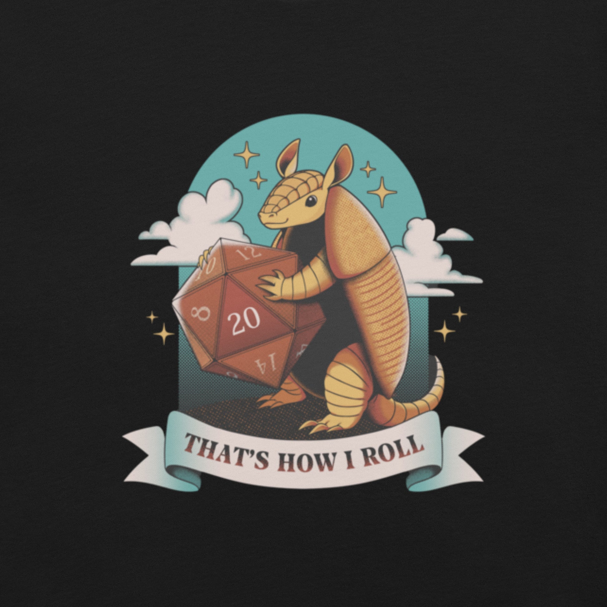 Armadillo Roll DND Dice T-Shirt Geek Nerd Animal Patterns board game print Design by Tobe Fonseca