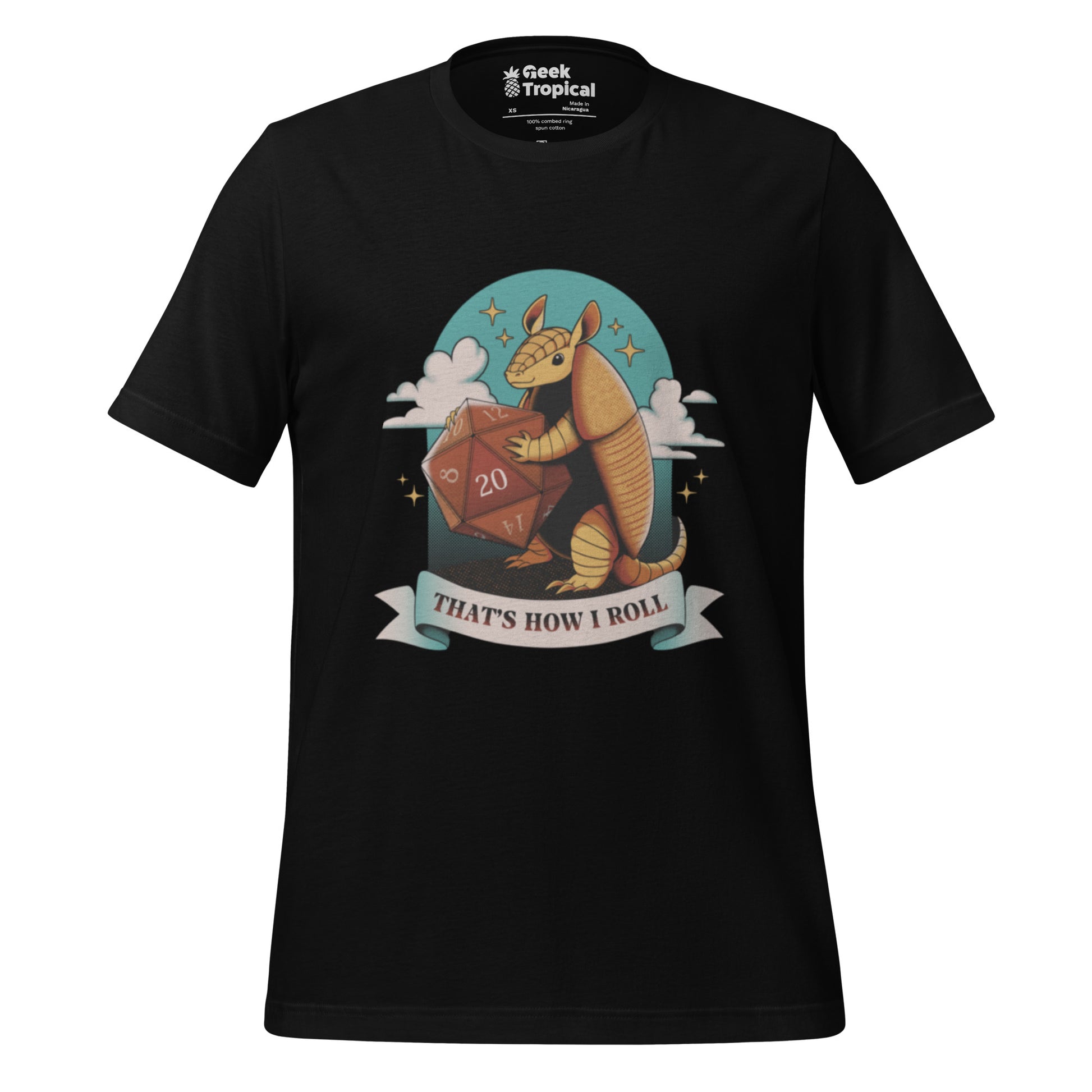 Armadillo Roll DND Dice T-Shirt Geek Nerd Animal Patterns board game print Design by Tobe Fonseca