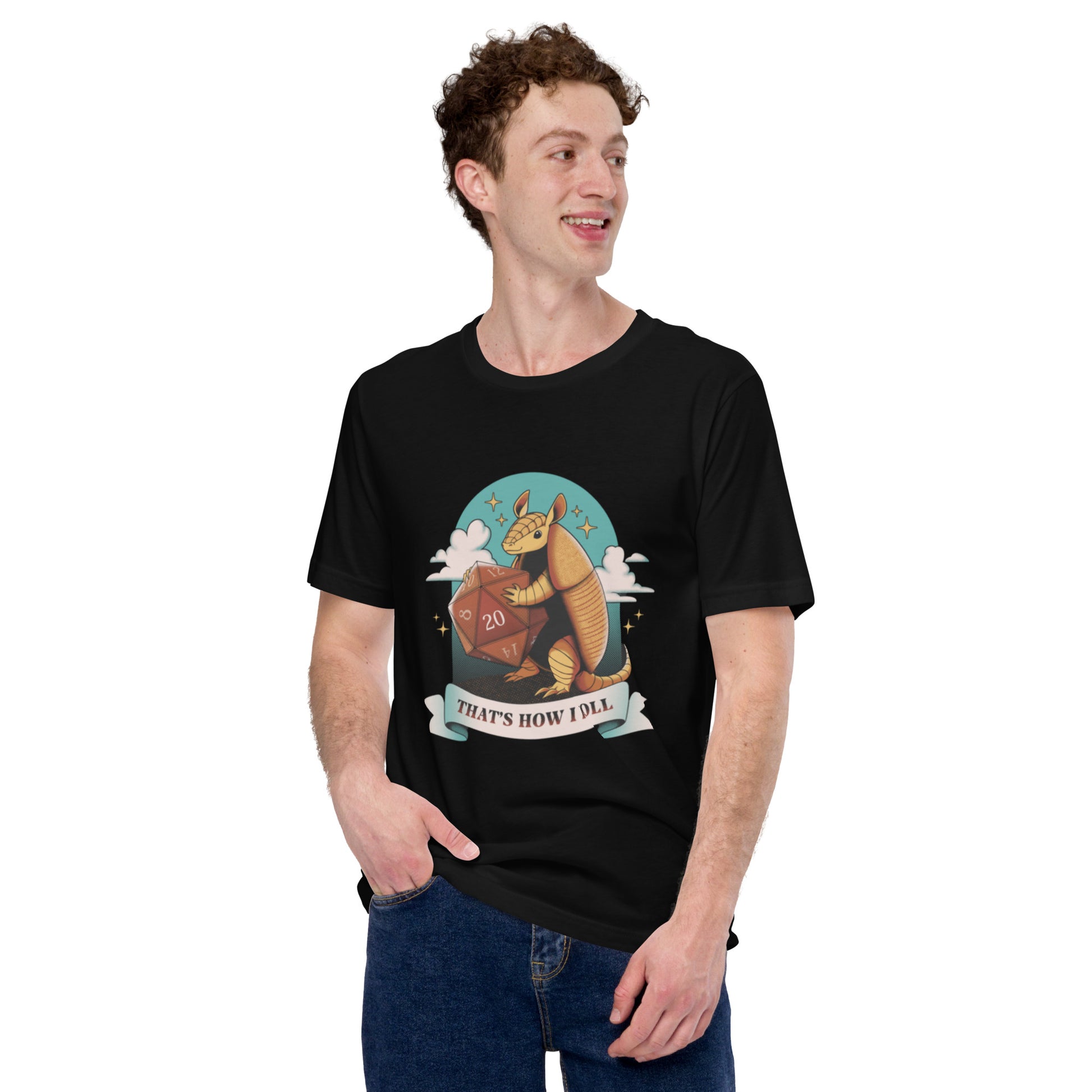 Armadillo Roll DND Dice T-Shirt Geek Nerd Animal Patterns board game print Design by Tobe Fonseca