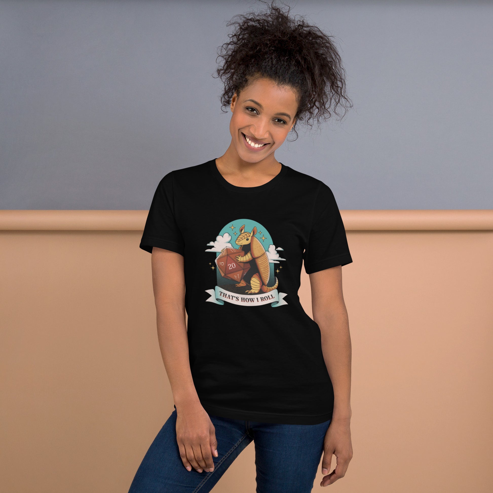 Armadillo Roll DND Dice T-Shirt Geek Nerd Animal Patterns board game print Design by Tobe Fonseca