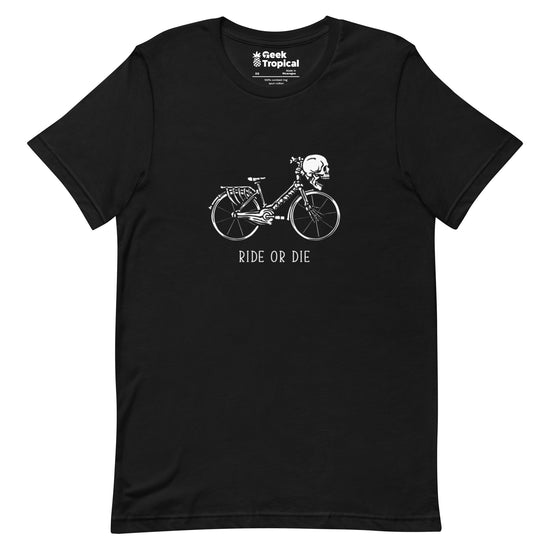 Ride or Die Skeleton Bike T-Shirt Geek Nerd Design by Tobe Fonseca FLOW DESC WRITING Funny Prints