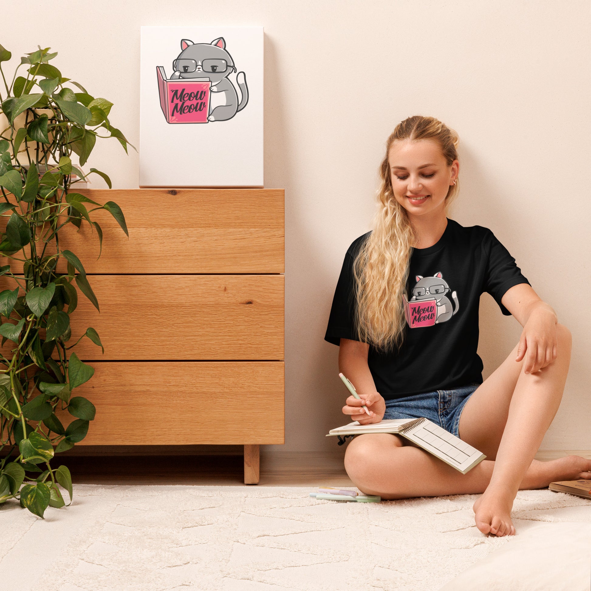 Books For Cats T-Shirt Geek Nerd Animal Patterns Book Prints Design by Tobe Fonseca