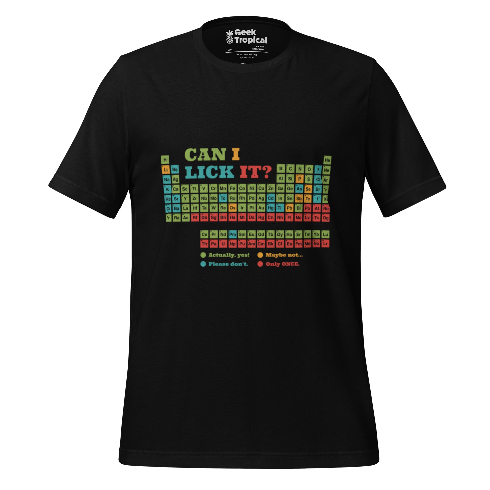 Can I Lick It Periodic Table T-Shirt Geek Nerd Design by Tobe Fonseca FLOW DESC WRITING Funny Prints