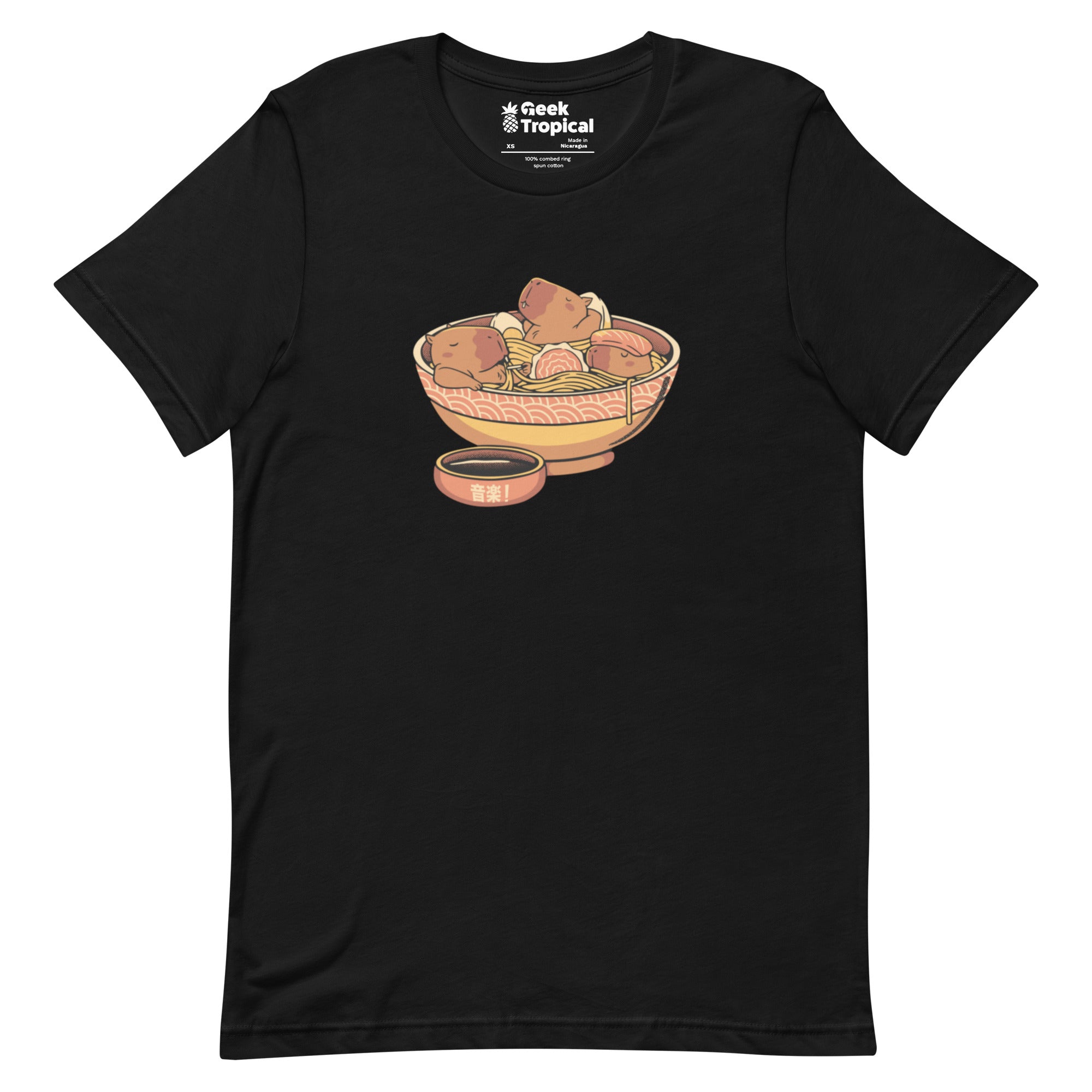 Capybara Cute Ramen T-Shirt Geek Nerd Animal Patterns Design by Tobe Fonseca FLOW DESC WRITING