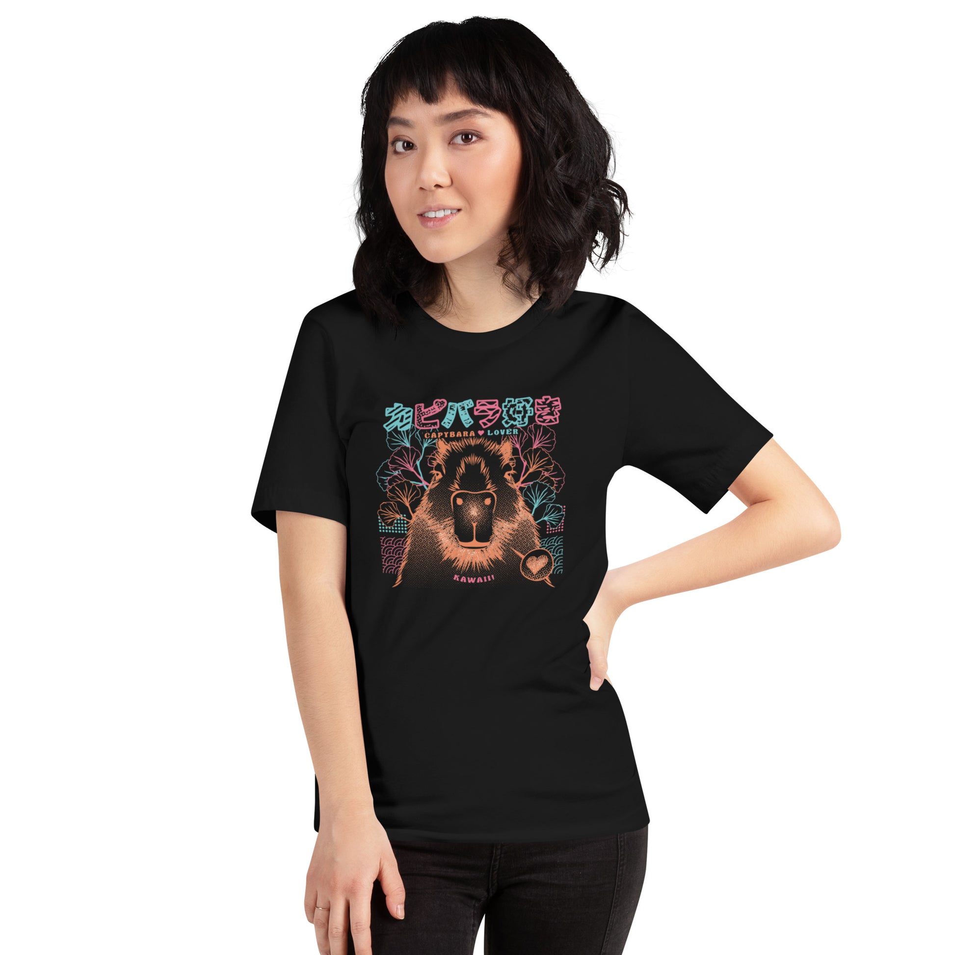 Capybara Neon Ramen T-Shirt Geek Nerd Animal Patterns Anime Design by Tobe Fonseca