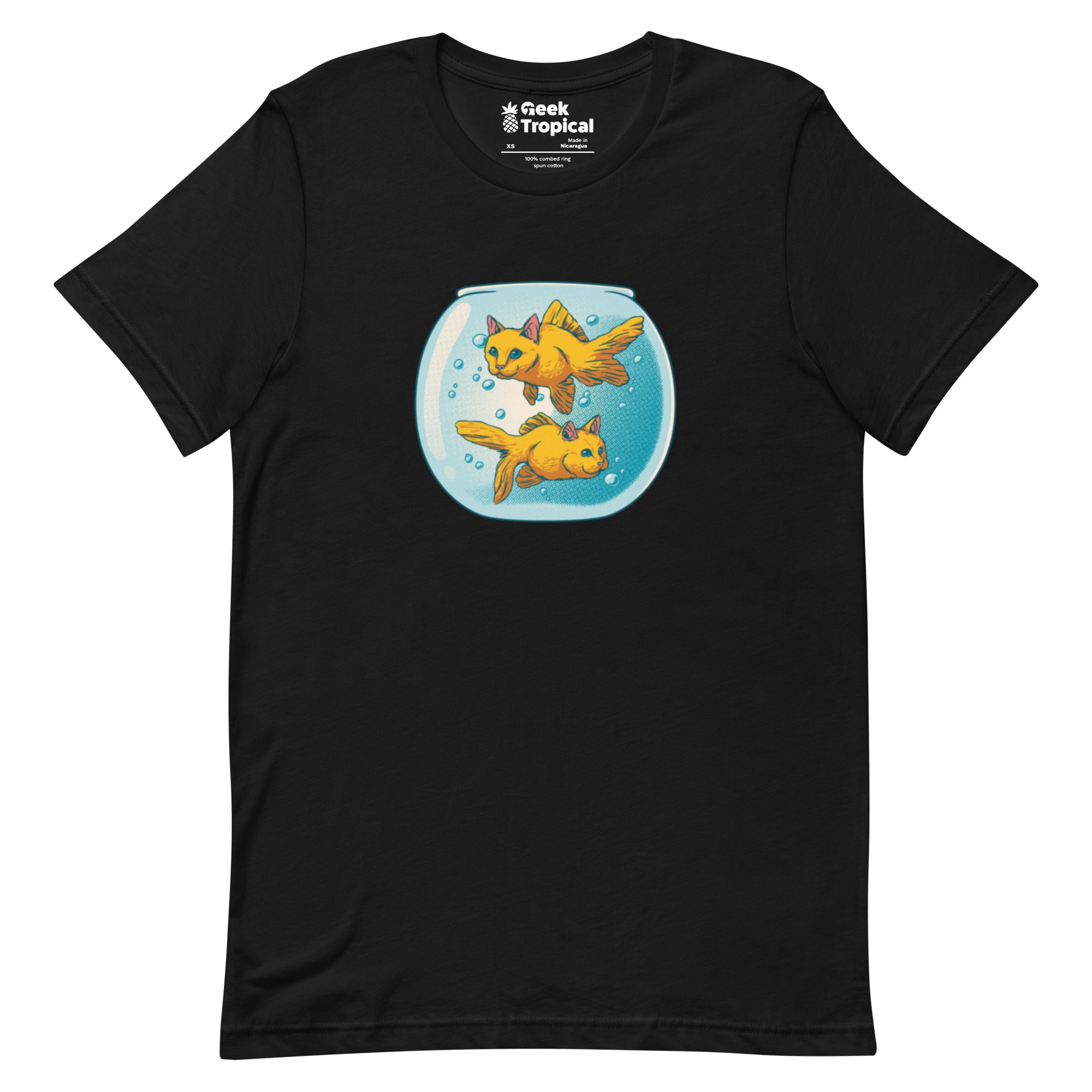 Cat Fish Bowl Funny T-Shirt Geek Nerd Animal Patterns Design by Tobe Fonseca FLOW DESC WRITING