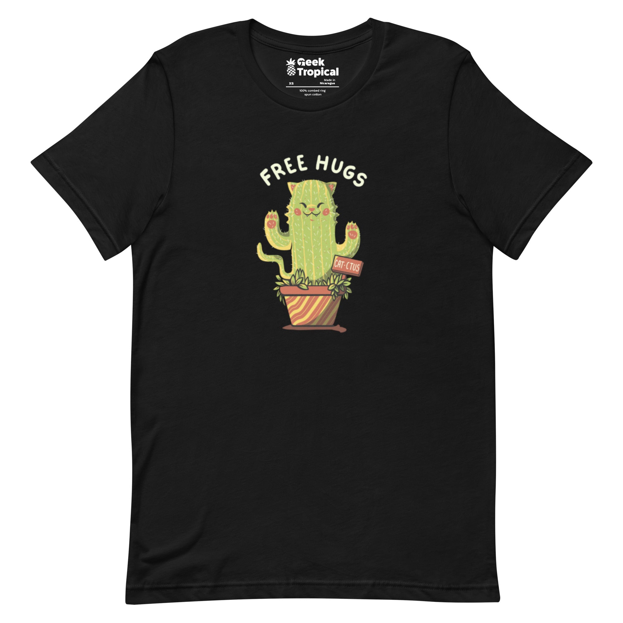 Cat - ctus Free Hugs T-Shirt Geek Nerd Animal Patterns Botany Print Design by Tobe Fonseca