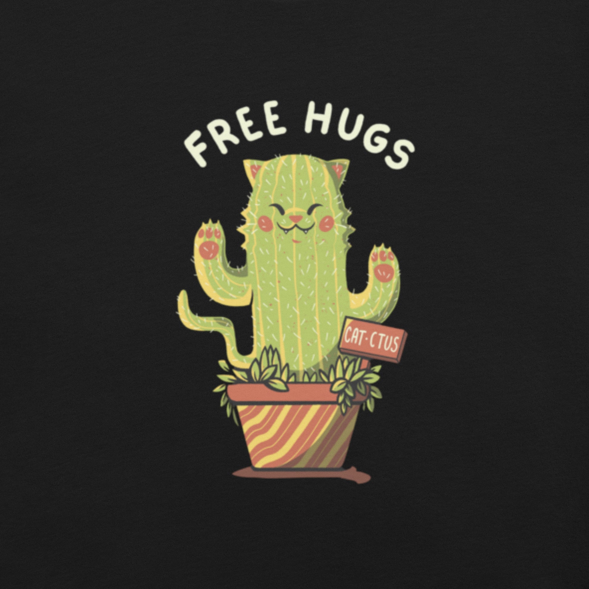 Cat - ctus Free Hugs T-Shirt Geek Nerd Animal Patterns Botany Print Design by Tobe Fonseca
