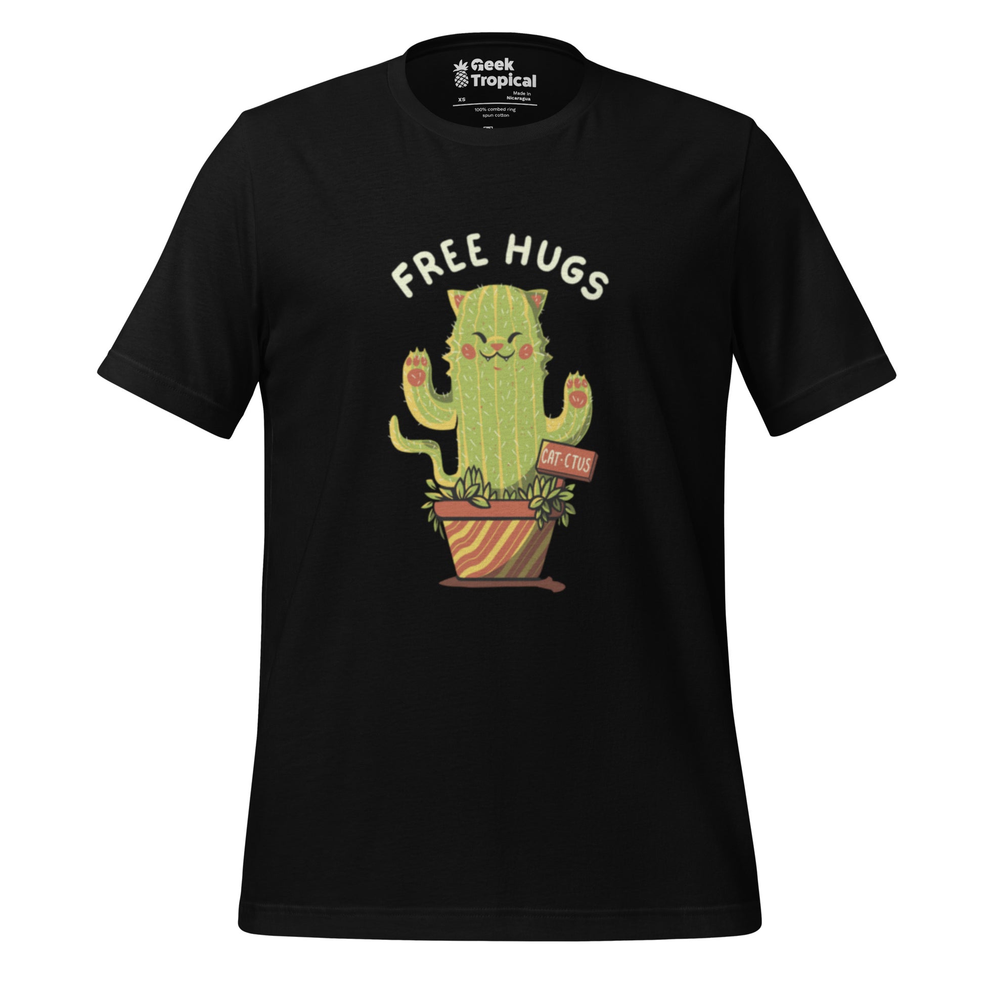 Cat - ctus Free Hugs T-Shirt Geek Nerd Animal Patterns Botany Print Design by Tobe Fonseca
