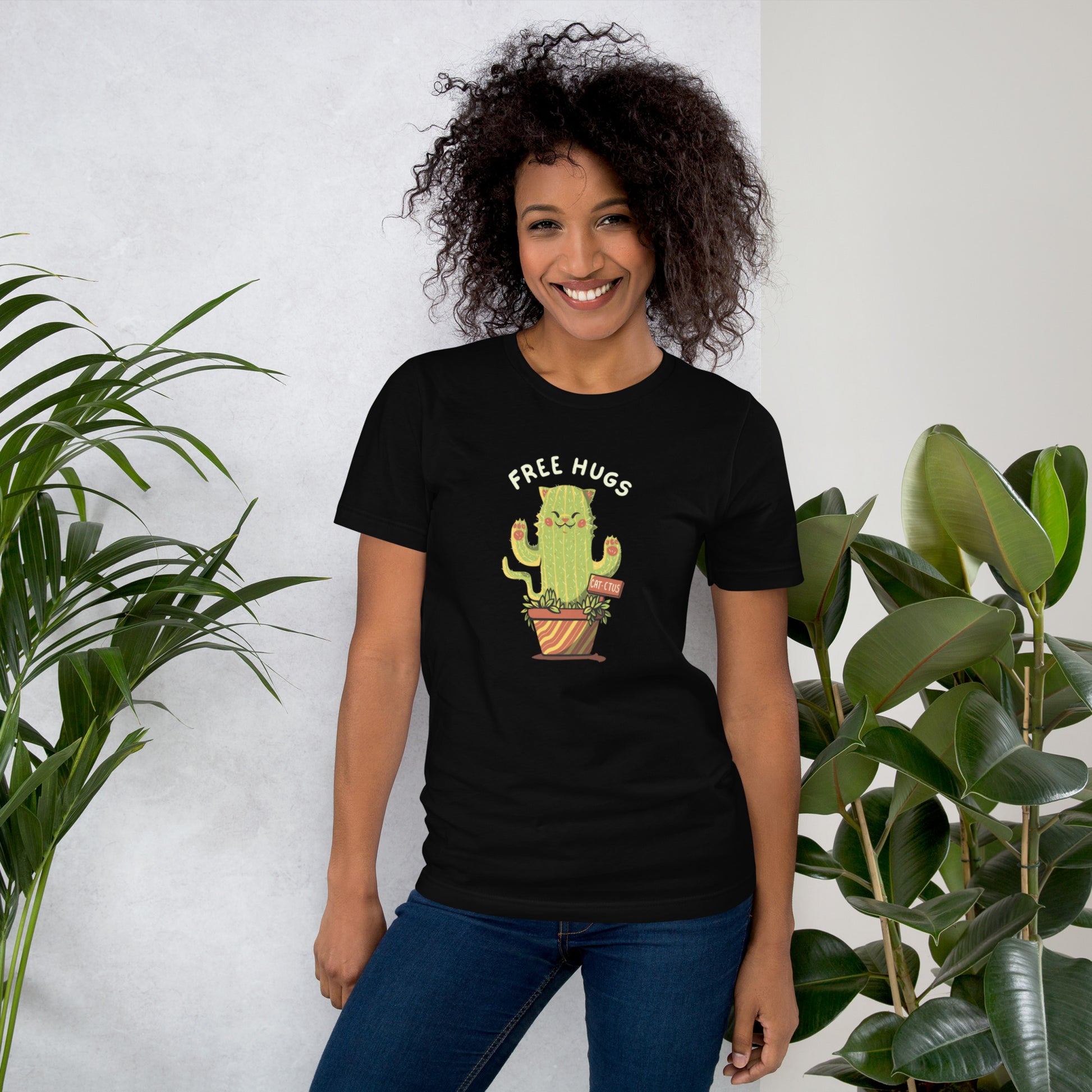 Cat - ctus Free Hugs T-Shirt Geek Nerd Animal Patterns Botany Print Design by Tobe Fonseca