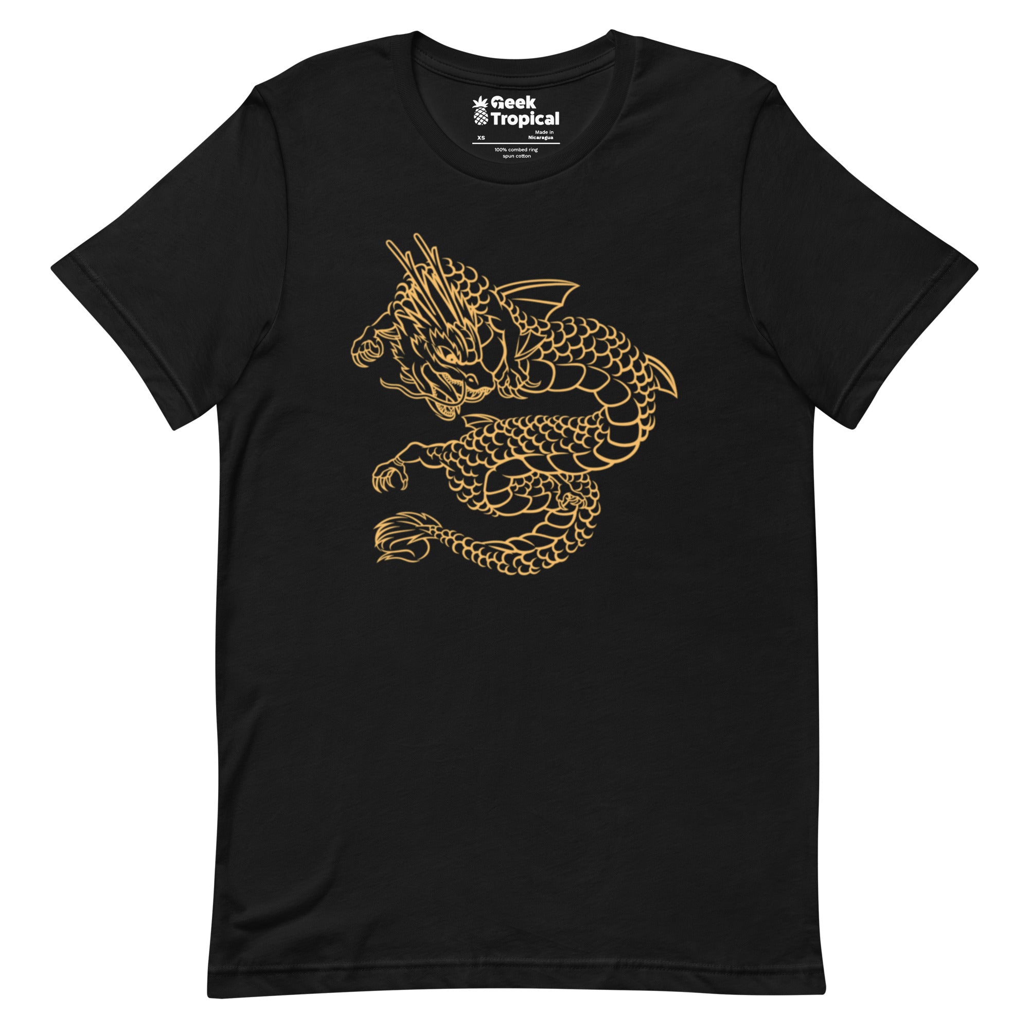 Chinese Golden Dragon T-Shirt Geek Nerd Design by Tobe Fonseca Fantasy Prints FLOW DESC WRITING