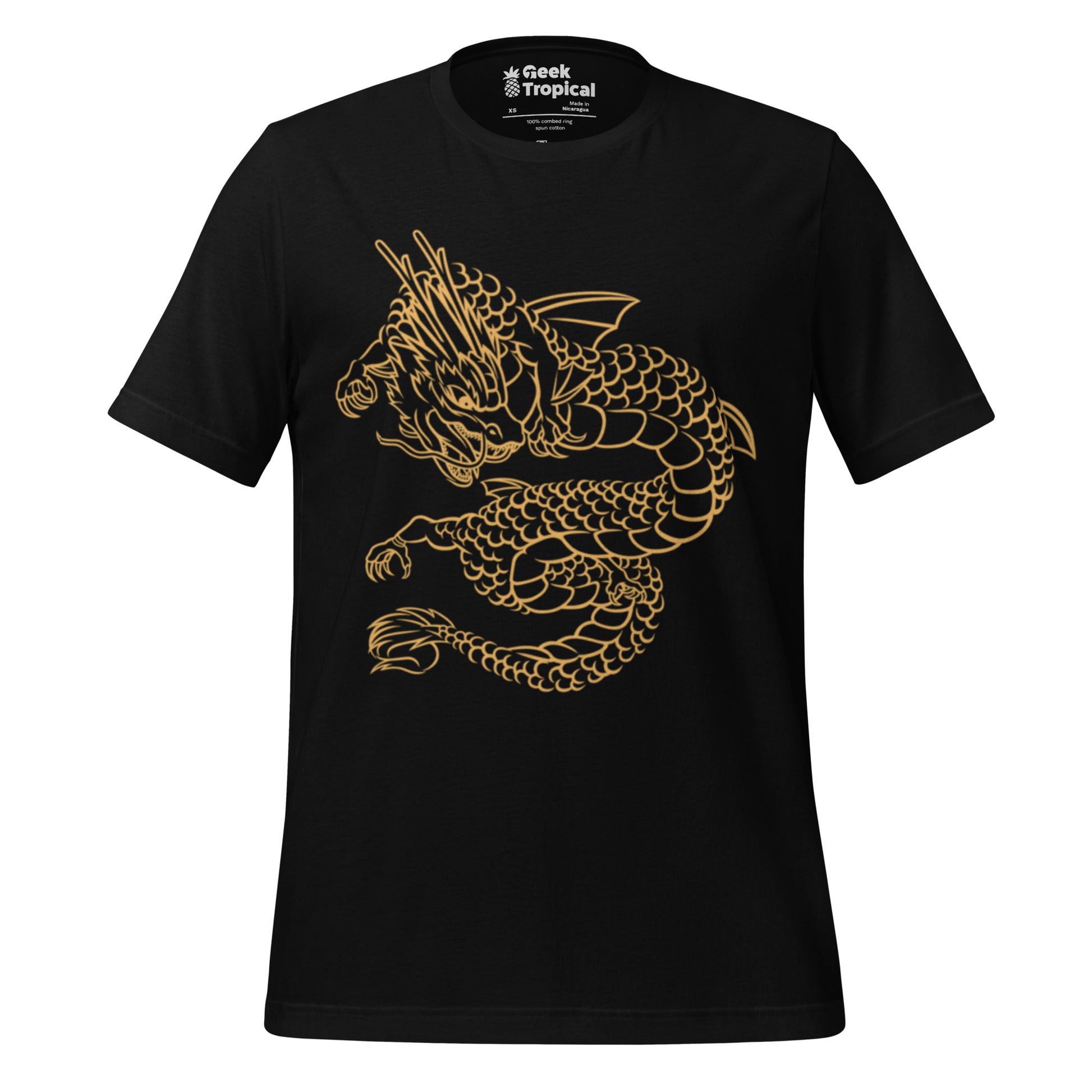 Chinese Golden Dragon T-Shirt Geek Nerd Design by Tobe Fonseca Fantasy Prints FLOW DESC WRITING