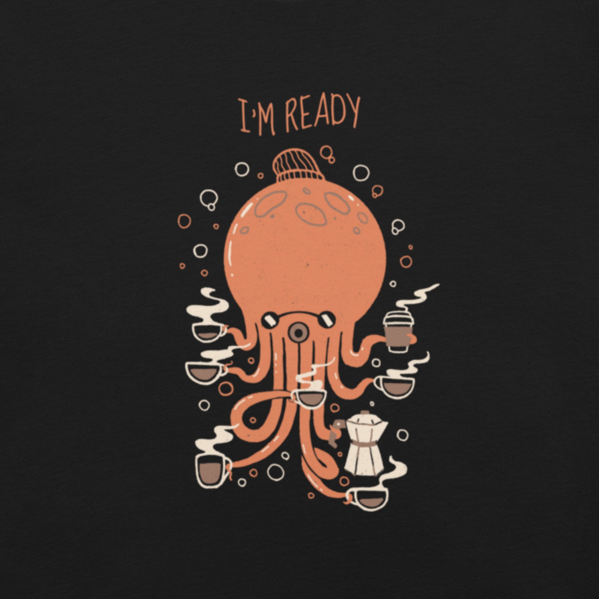 Octopus 8 Coffees Ready T-Shirt Geek Nerd Animal Patterns Design by Tobe Fonseca FLOW DESC WRITING