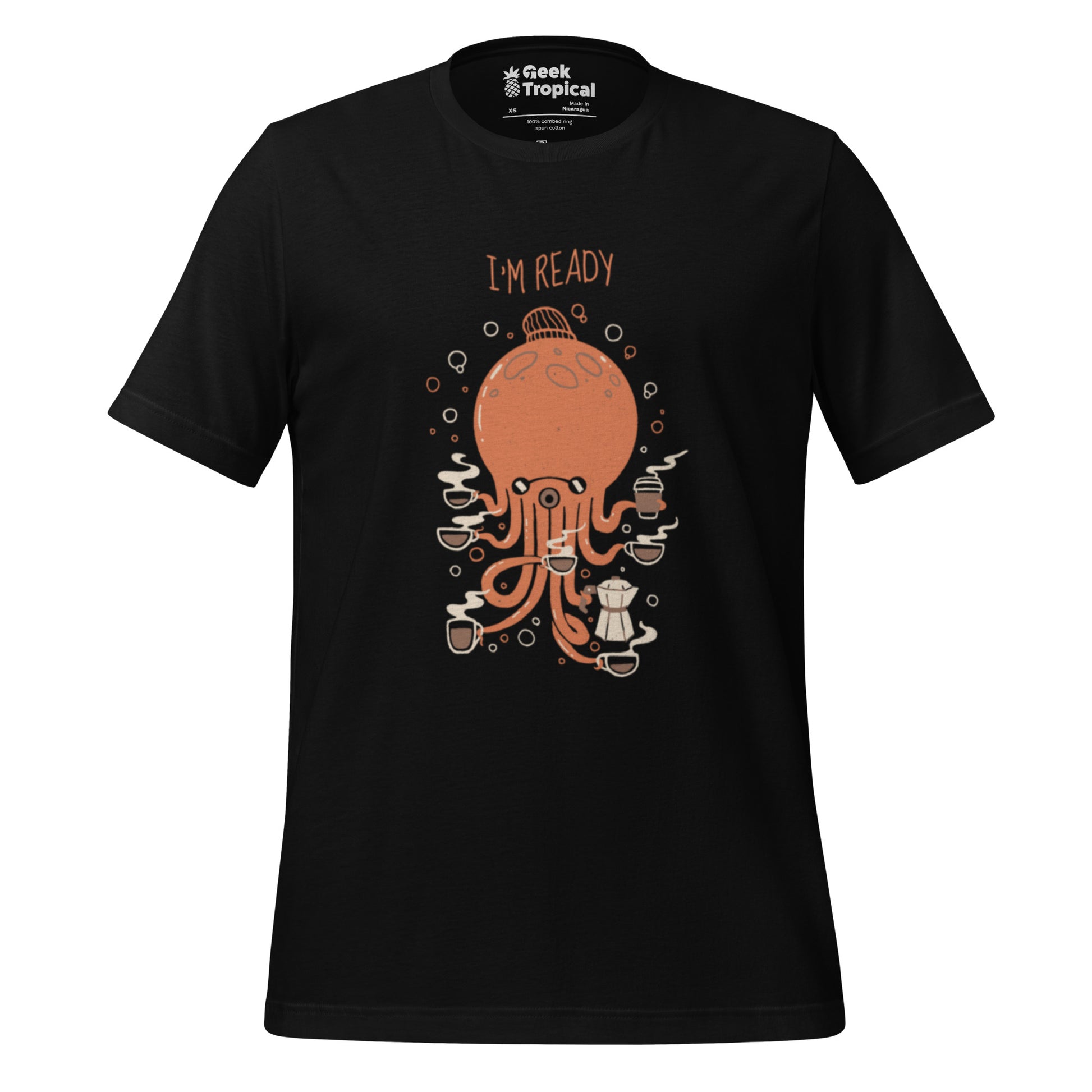 Octopus 8 Coffees Ready T-Shirt Geek Nerd Animal Patterns Design by Tobe Fonseca FLOW DESC WRITING
