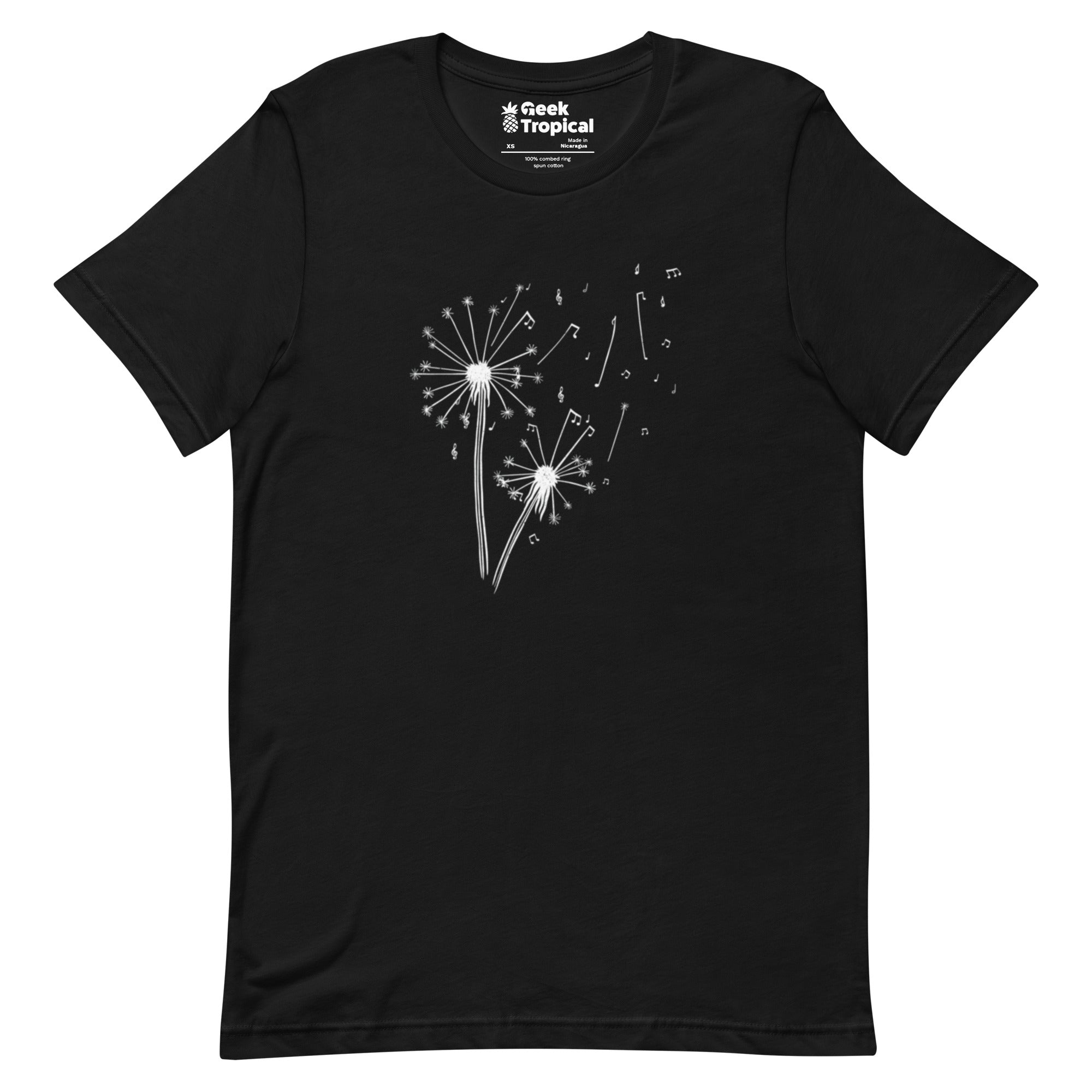 Dandelion Musical Notes T-Shirt Geek Nerd Botany Print Design by Tobe Fonseca FLOW DESC WRITING