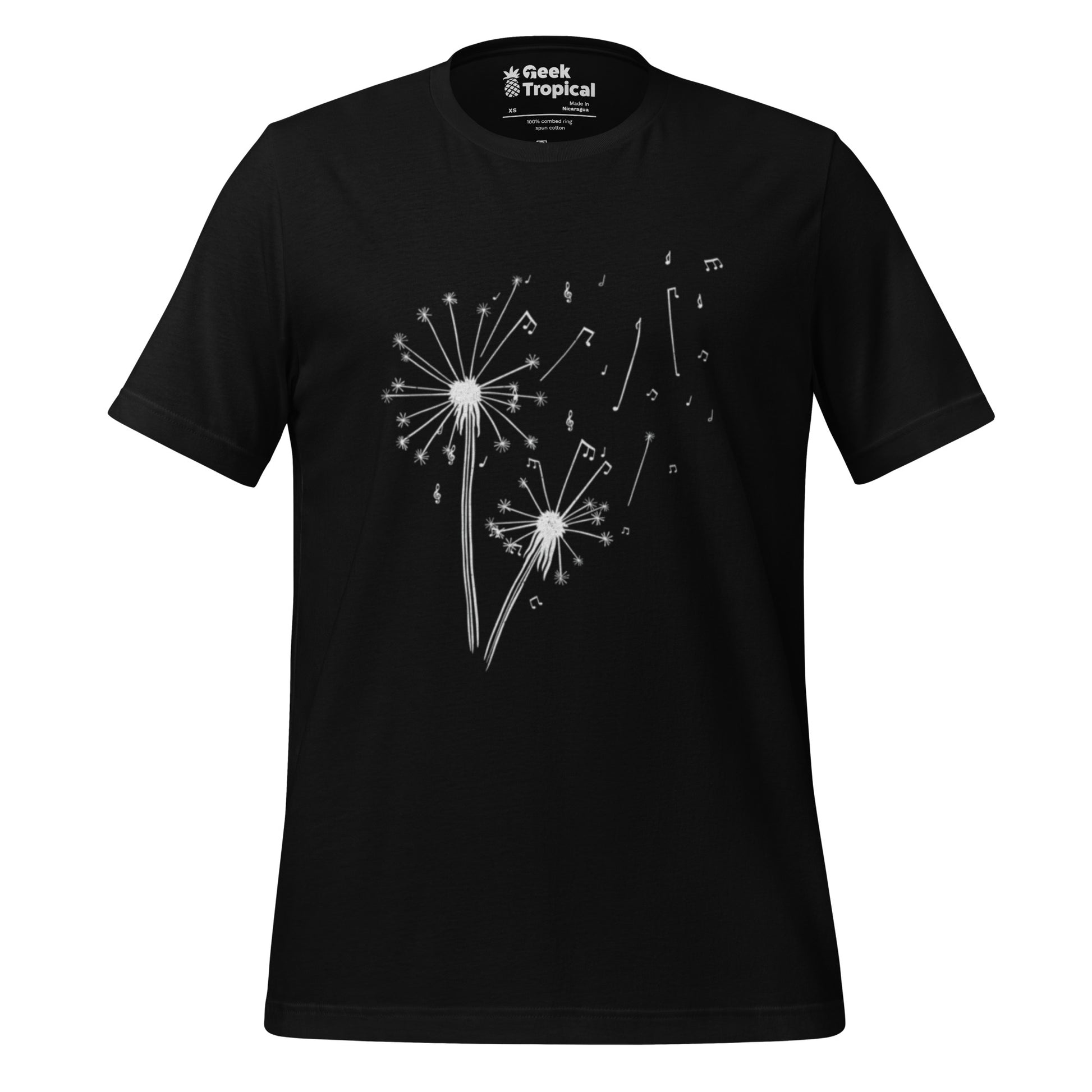 Dandelion Musical Notes T-Shirt Geek Nerd Botany Print Design by Tobe Fonseca FLOW DESC WRITING