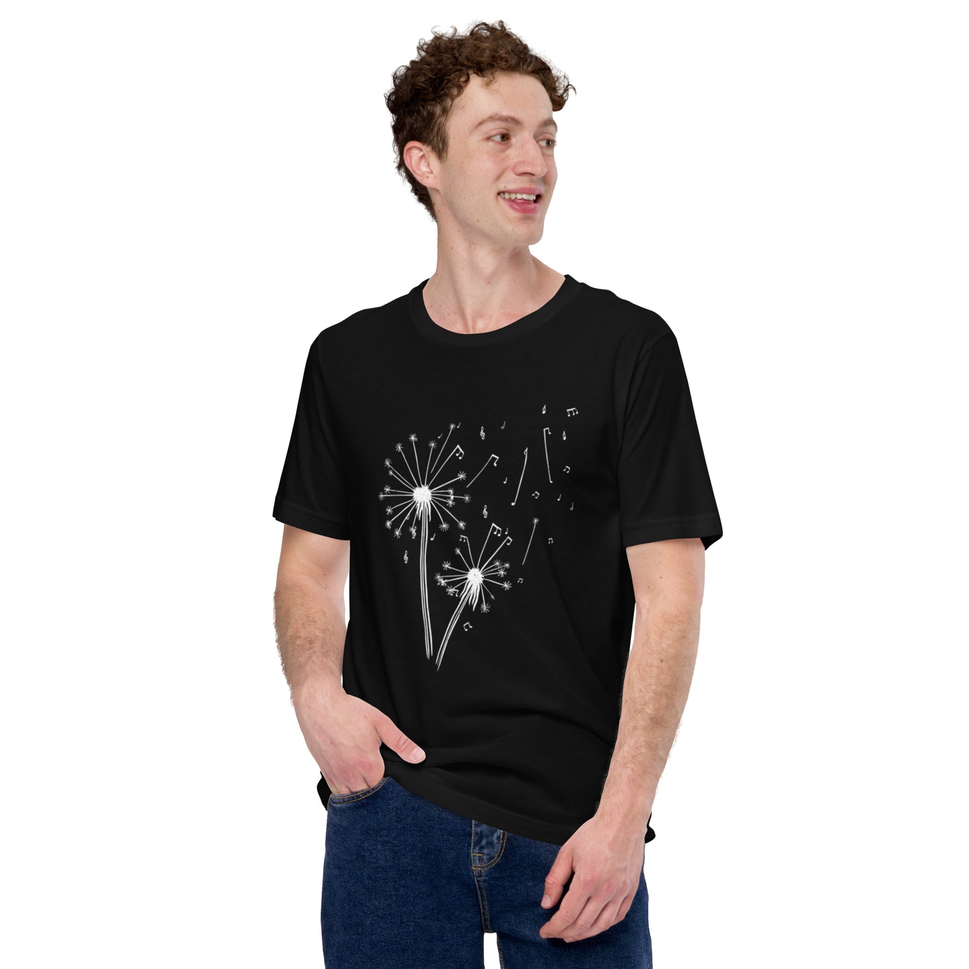 Dandelion Musical Notes T-Shirt Geek Nerd Botany Print Design by Tobe Fonseca FLOW DESC WRITING