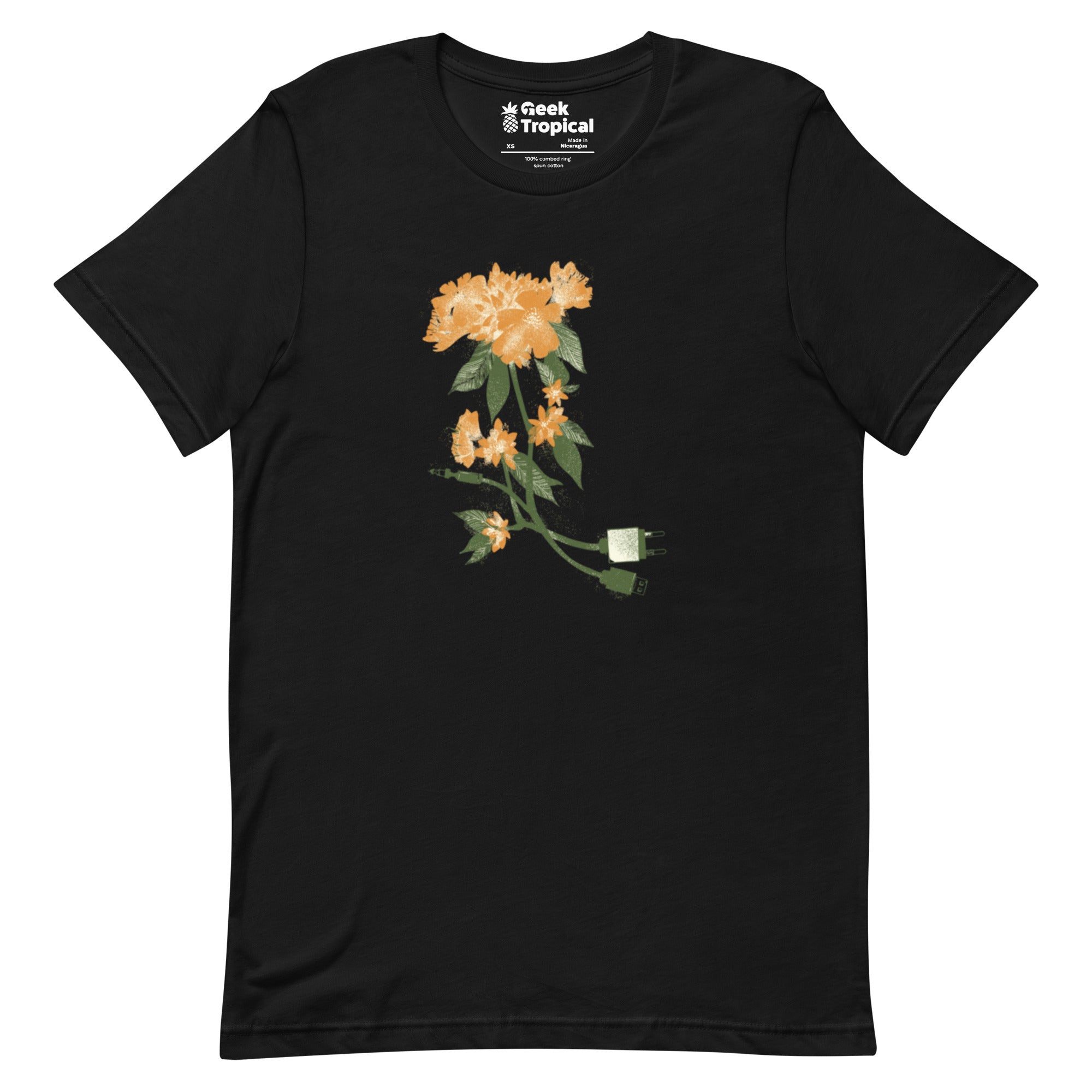 Digital Flower T-Shirt Geek Nerd Botany Print Design by Tobe Fonseca FLOW DESC WRITING