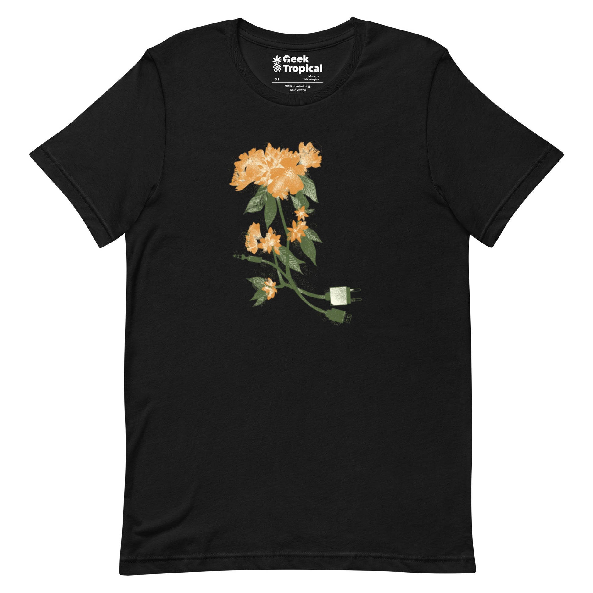 Digital Flower T-Shirt Geek Nerd Botany Print Design by Tobe Fonseca FLOW DESC WRITING