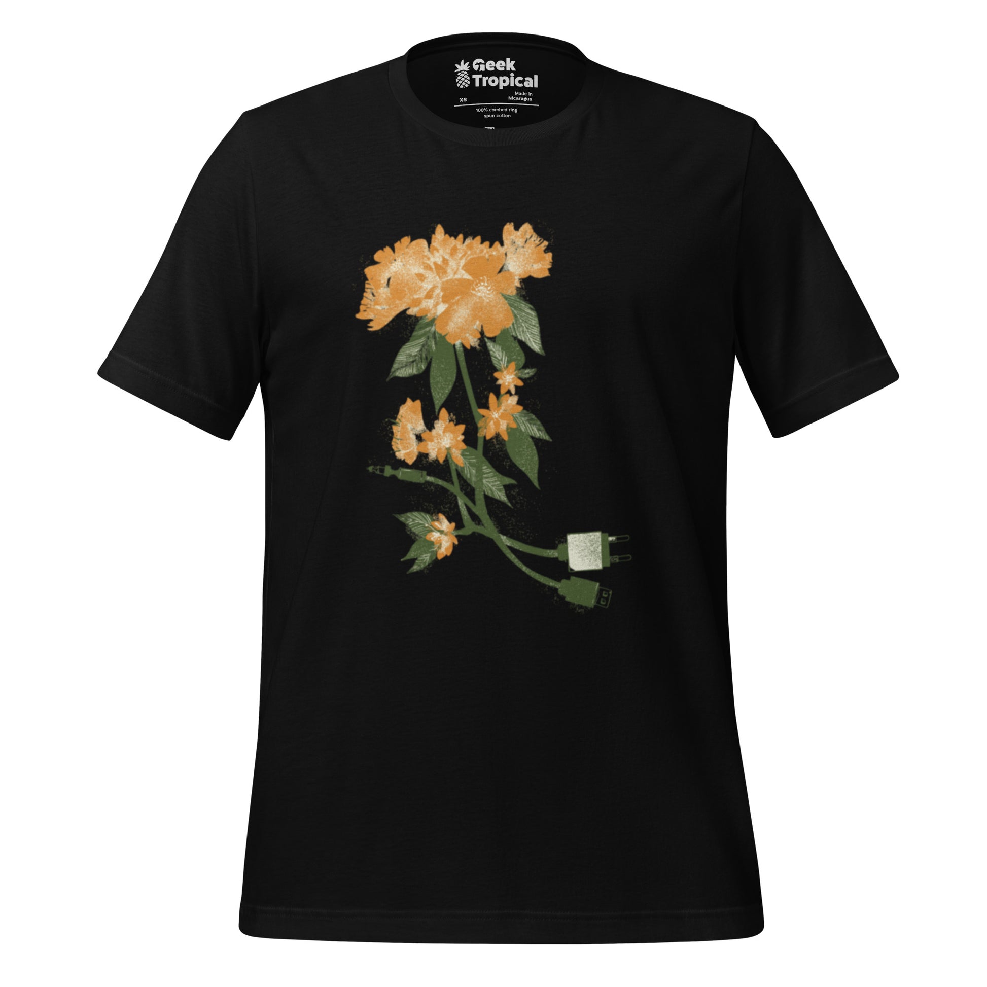 Digital Flower T-Shirt Geek Nerd Botany Print Design by Tobe Fonseca FLOW DESC WRITING