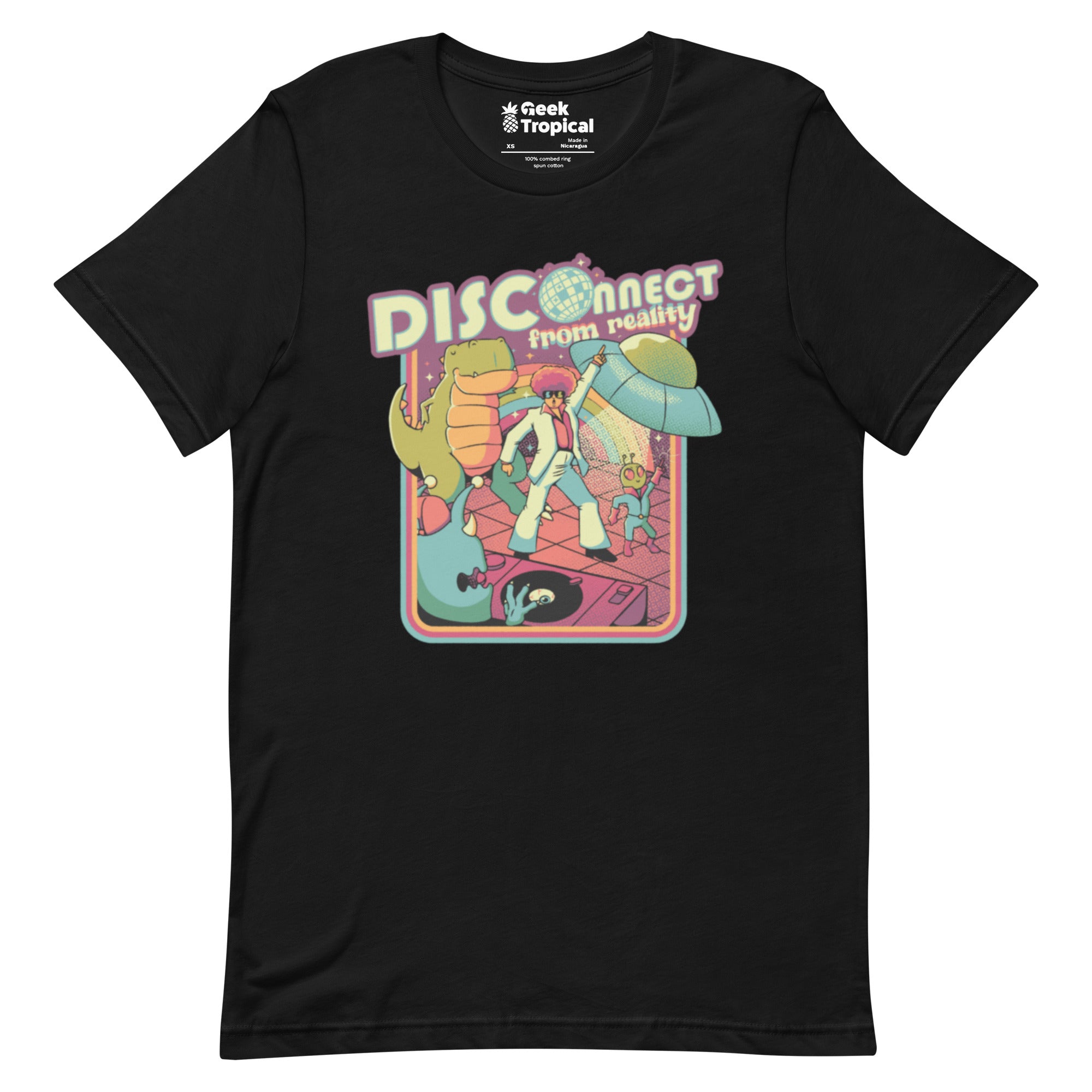 Disco - nnected From Reality T-Shirt Geek Nerd Design by Tobe Fonseca dinosaur print FLOW DESC WRITING