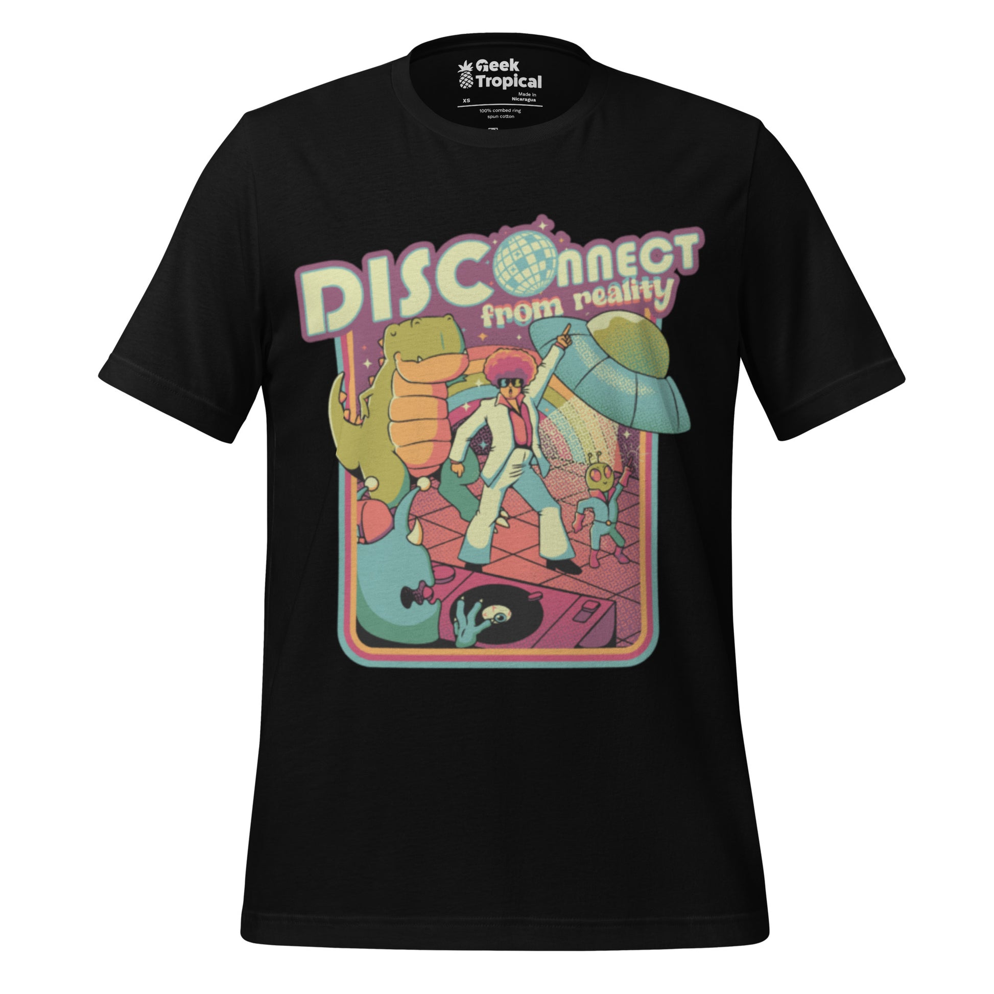 Disco - nnected From Reality T-Shirt Geek Nerd Design by Tobe Fonseca dinosaur print FLOW DESC WRITING