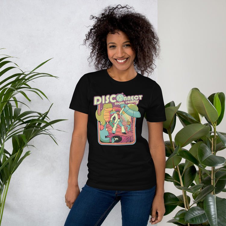 Disco - nnected From Reality T-Shirt Geek Nerd Design by Tobe Fonseca dinosaur print FLOW DESC WRITING