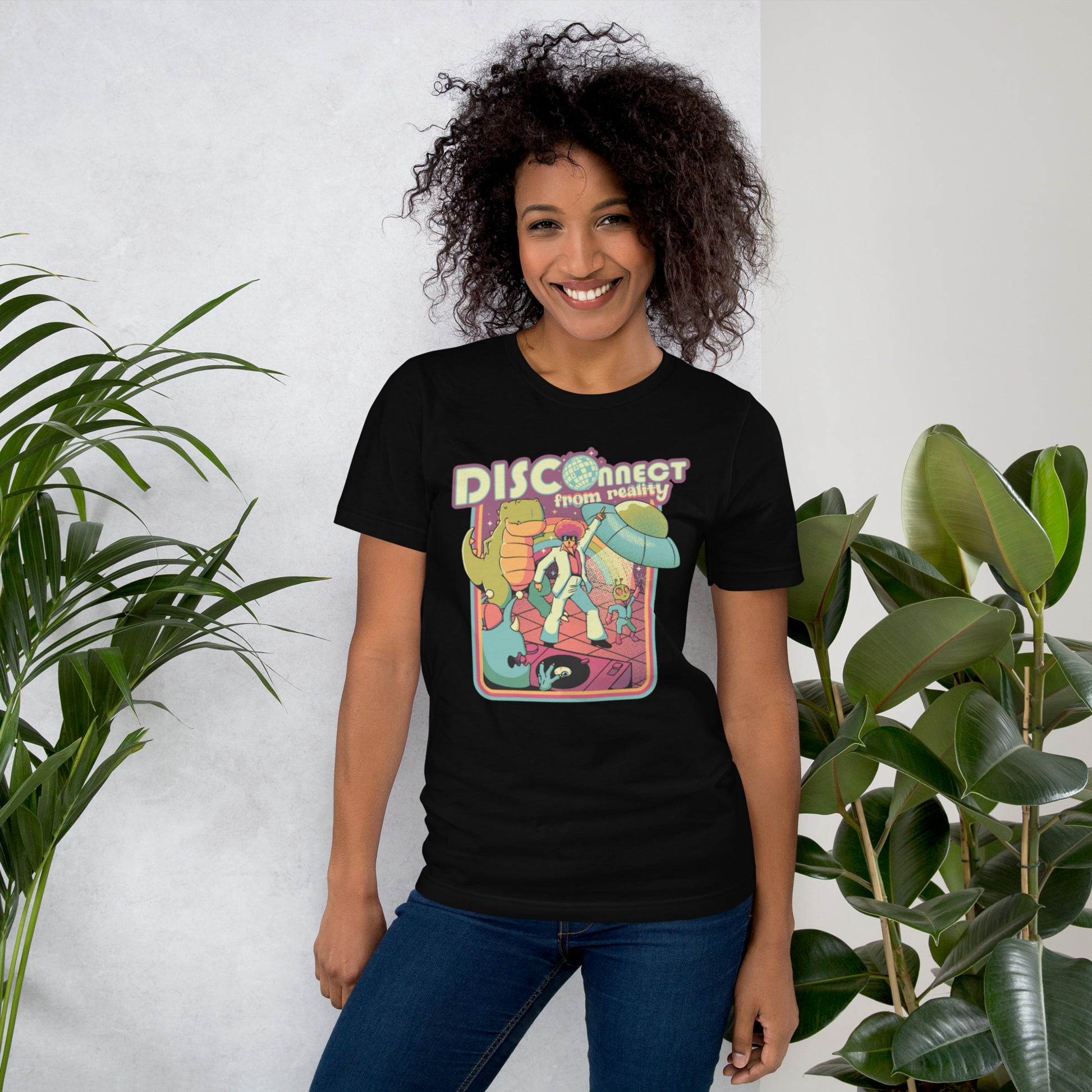 Disco - nnected From Reality T-Shirt Geek Nerd Design by Tobe Fonseca dinosaur print FLOW DESC WRITING