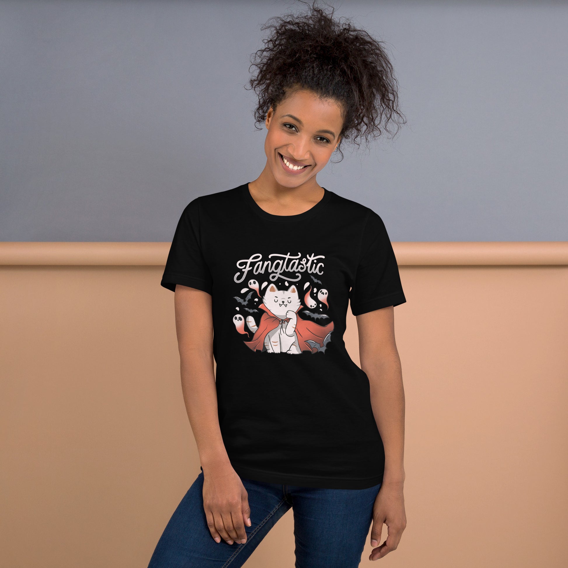 Fangtastic Vampire Cat T-Shirt Geek Nerd