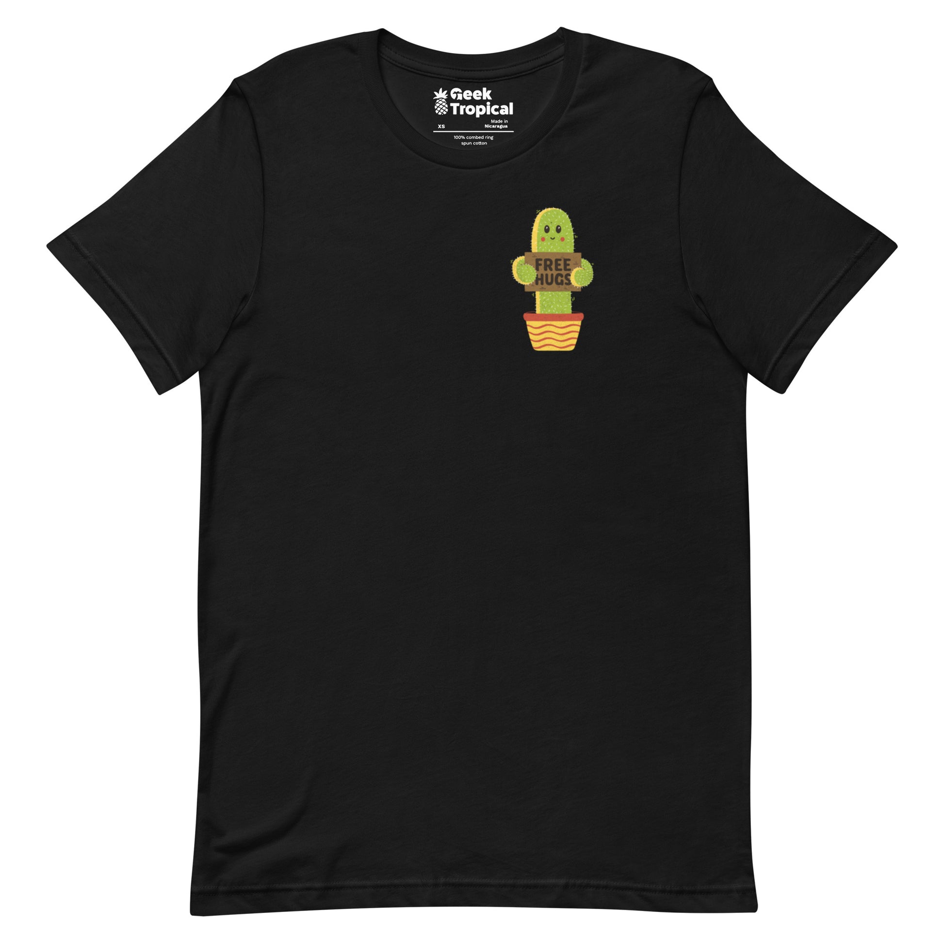 Free Hugs Cactus T-Shirt Geek Nerd All Adult Button Up Shirts Botany Print Design by Tobe Fonseca
