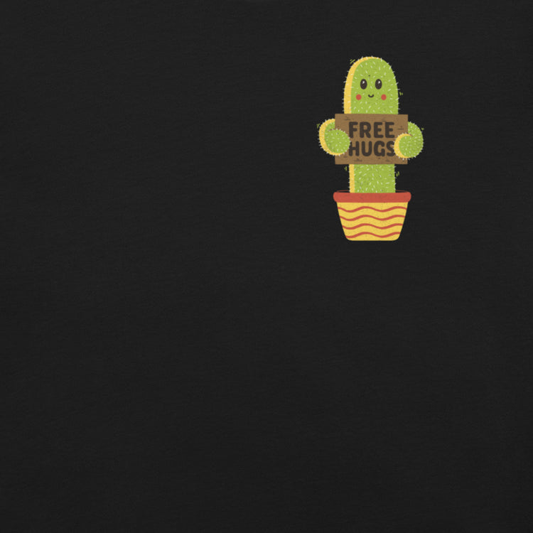 Free Hugs Cactus T-Shirt Geek Nerd All Adult Button Up Shirts Botany Print Design by Tobe Fonseca