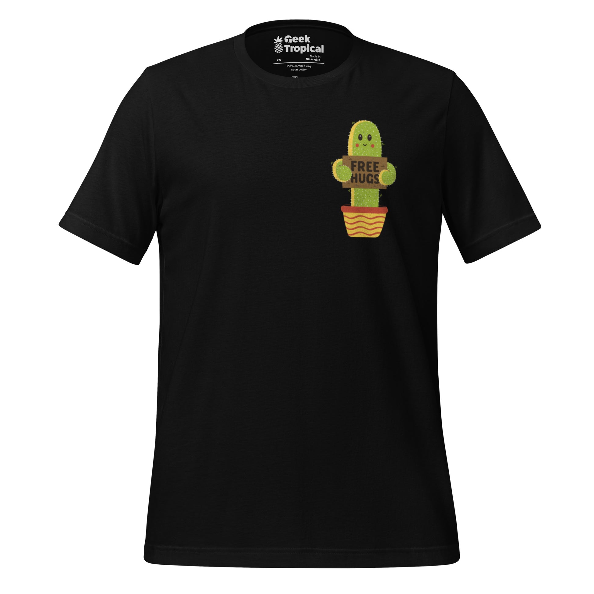 Free Hugs Cactus T-Shirt Geek Nerd All Adult Button Up Shirts Botany Print Design by Tobe Fonseca